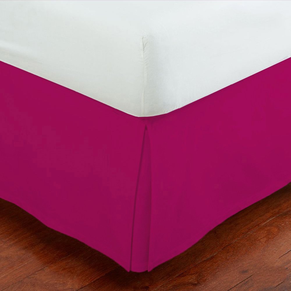 Easy Care Pleated Microfiber Bed Skirt - 14 Inch Drop, Solid Hot Pink, Twin Size | Perfect for Guest Rooms & Dorm Decor