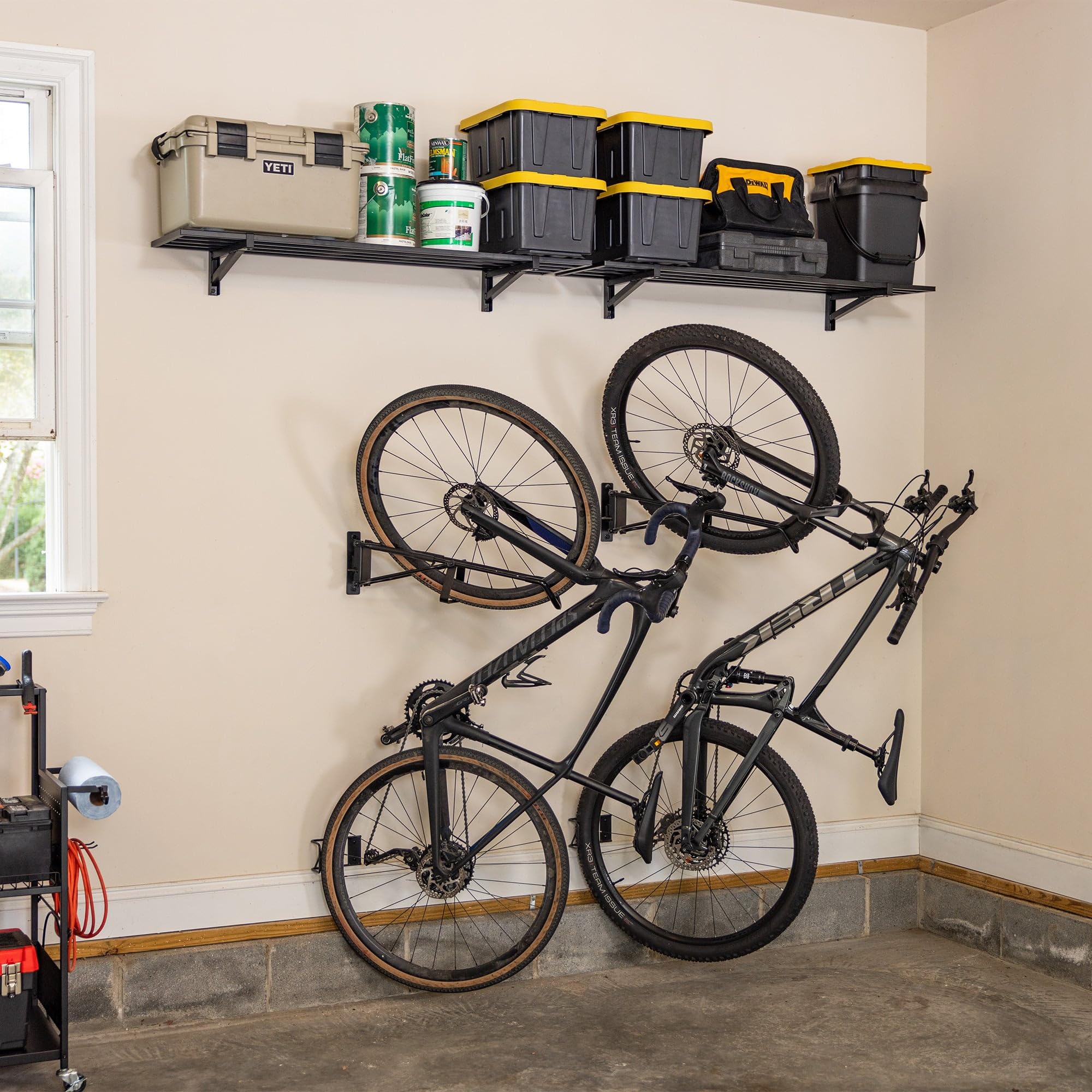 StoreYourBoard SwivelStow Heavy Duty Bike Wall Mount 2-Pack - No Lift Swivel Storage Rack for Mountain Bikes & eBikes - Space Saving Garage Bike Organizer for Home, Apartment & Cycling Enthusiasts