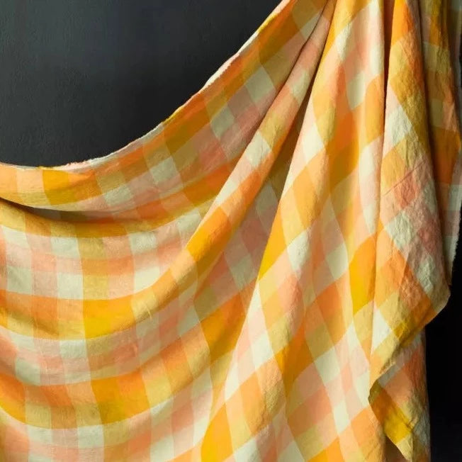 Premium Laundered Linen Fabric - Soft Checks & Stripes Pattern for Clothing, Home Decor & DIY Crafts | Perfect for Dresses, Curtains & Table Runners