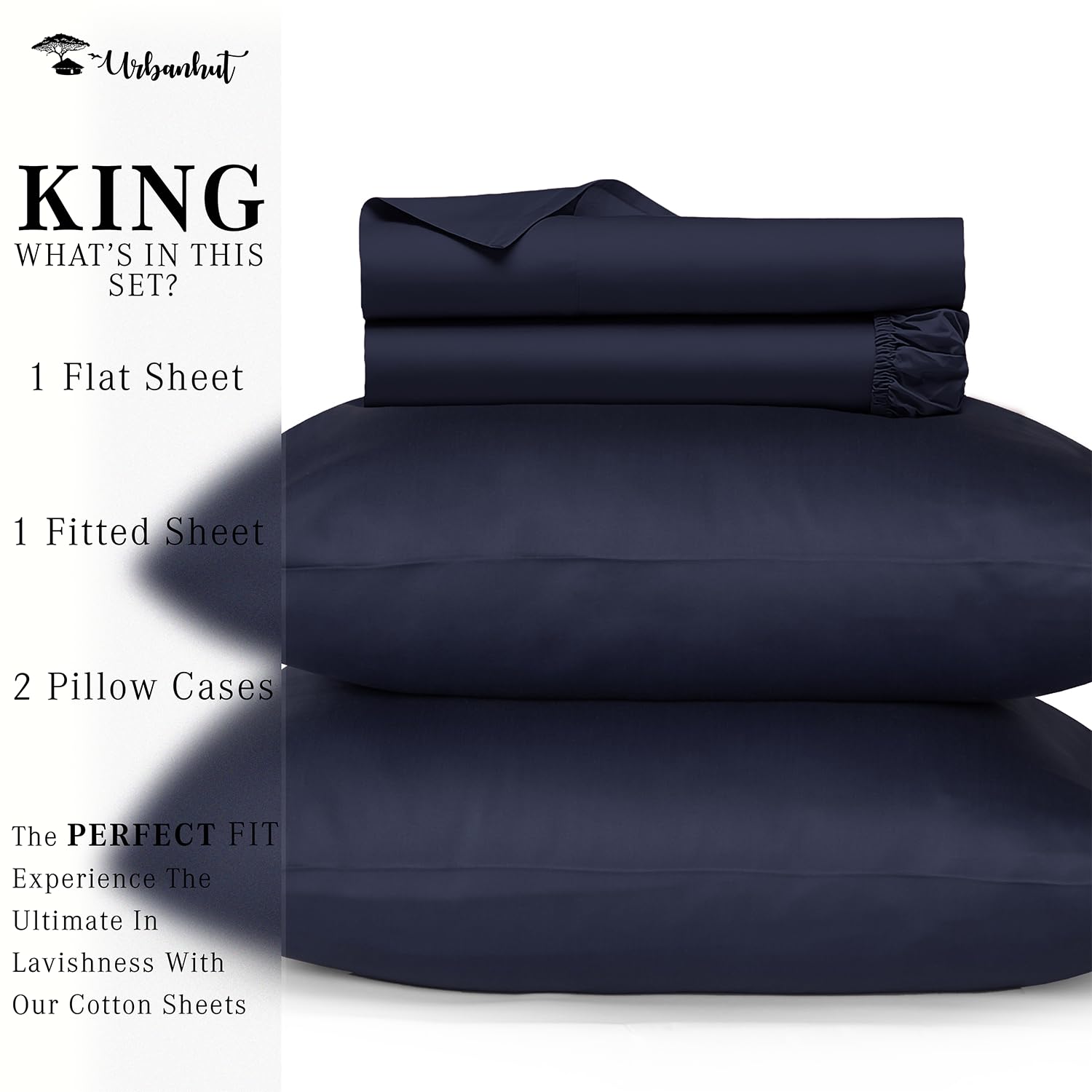 Premium 700 Thread Count Egyptian Cotton King Size Sheet Set - 4Pc Luxury Sateen Weave Bedding with 16
