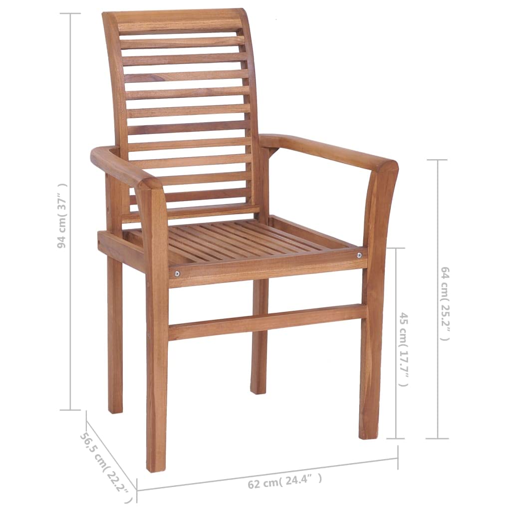 vidaXL 8-Piece Solid Teak Wood Stacking Dining Chairs | Retro Style Accent Chairs for Kitchen, Living Room, Bedroom & Outdoor Dining