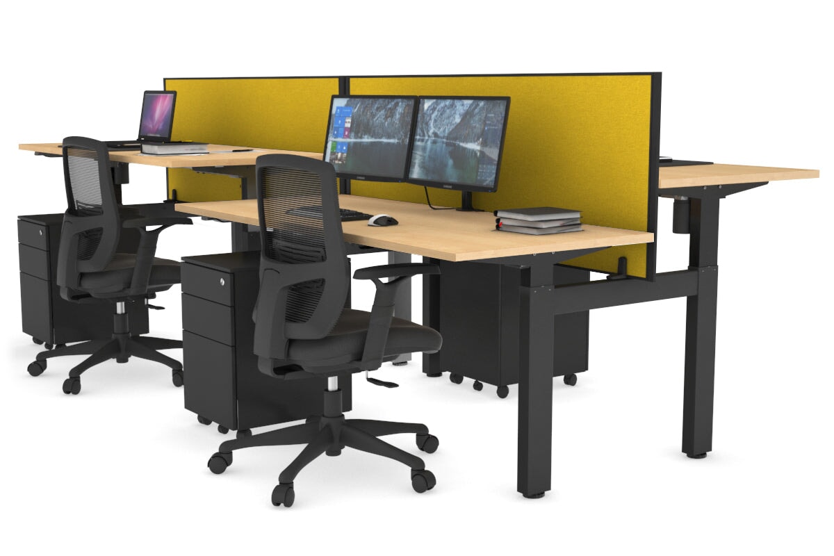 Adjustable 4-Person H Bench Workstation - Black Frame [1200L x 700W] - Perfect for Office, Workshop & Collaborative Workspaces