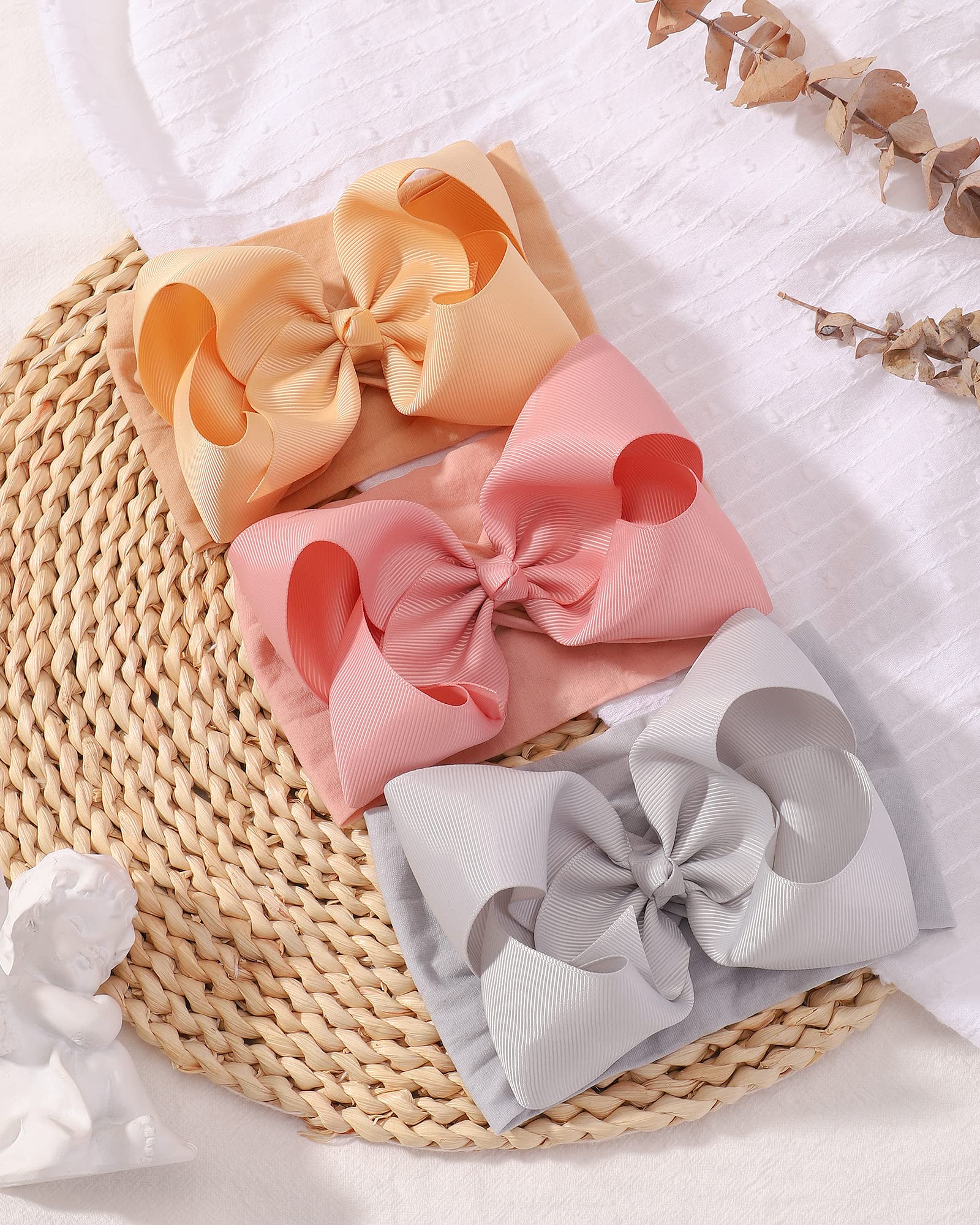 20pcs Baby Girl Hair Bows & Headbands Set - 6 Inches Soft Nylon Hair Accessories for Newborn, Infant & Toddler - Perfect for Parties, Photos & Daily Outfits by doboi