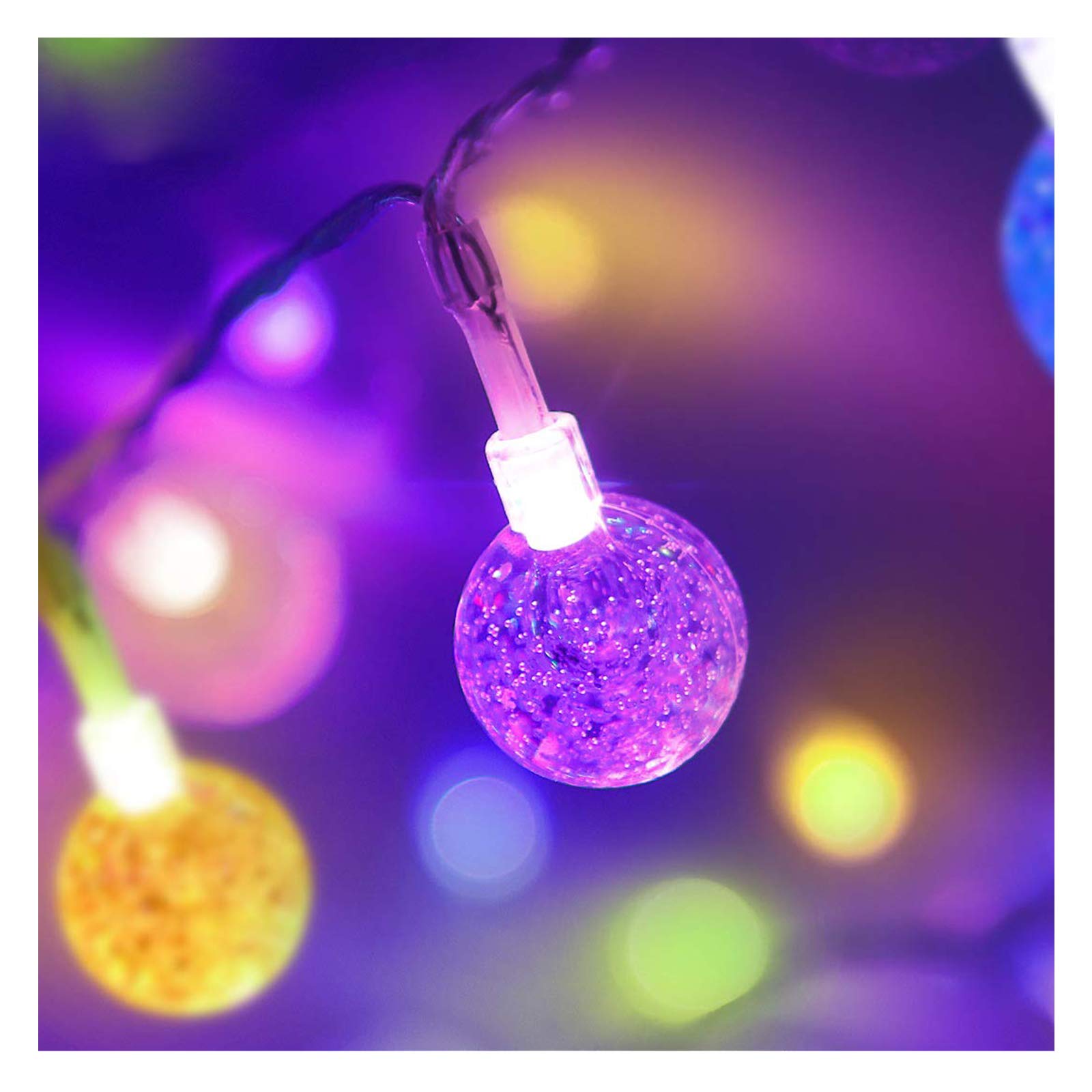 2 Pack 26.2FT 60 LED Color Changing Globe String Lights - Battery Operated Waterproof Outdoor Lights with Remote Control (16 Colors) for Patio, Garden, Party & Christmas Decor | Perfect for Backyard, Wedding & Holiday Lighting