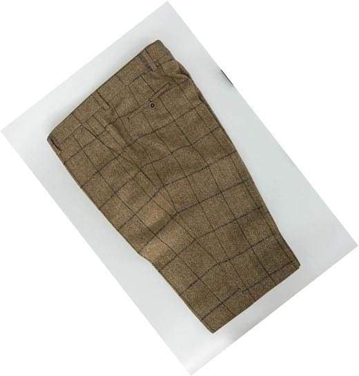 Cavani Sergio Tan Tweed Check Trousers for Men - Classic Slim Fit Formal Pants for Office, Business & Wedding Occasions