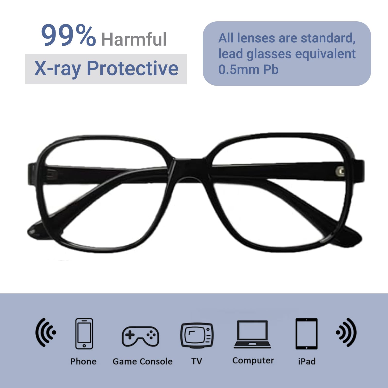 Radiation Protection Lead Glasses - 0.5mm Pb Safety Goggles for MRI & CT Scans, Wrap-around Plastic Frame, X-ray Protective Eyewear (1 Piece) - Ideal for Medical Professionals, Dentists & Radiology Technicians