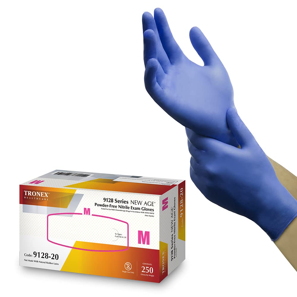 TRONEX Chemo-Rated Textured Nitrile Exam Gloves - Violet Blue, Disposable Medical Gloves for Healthcare, Food Service & Tattoo Artists - Latex-Free, Powder-Free, 100 Pcs/Box
