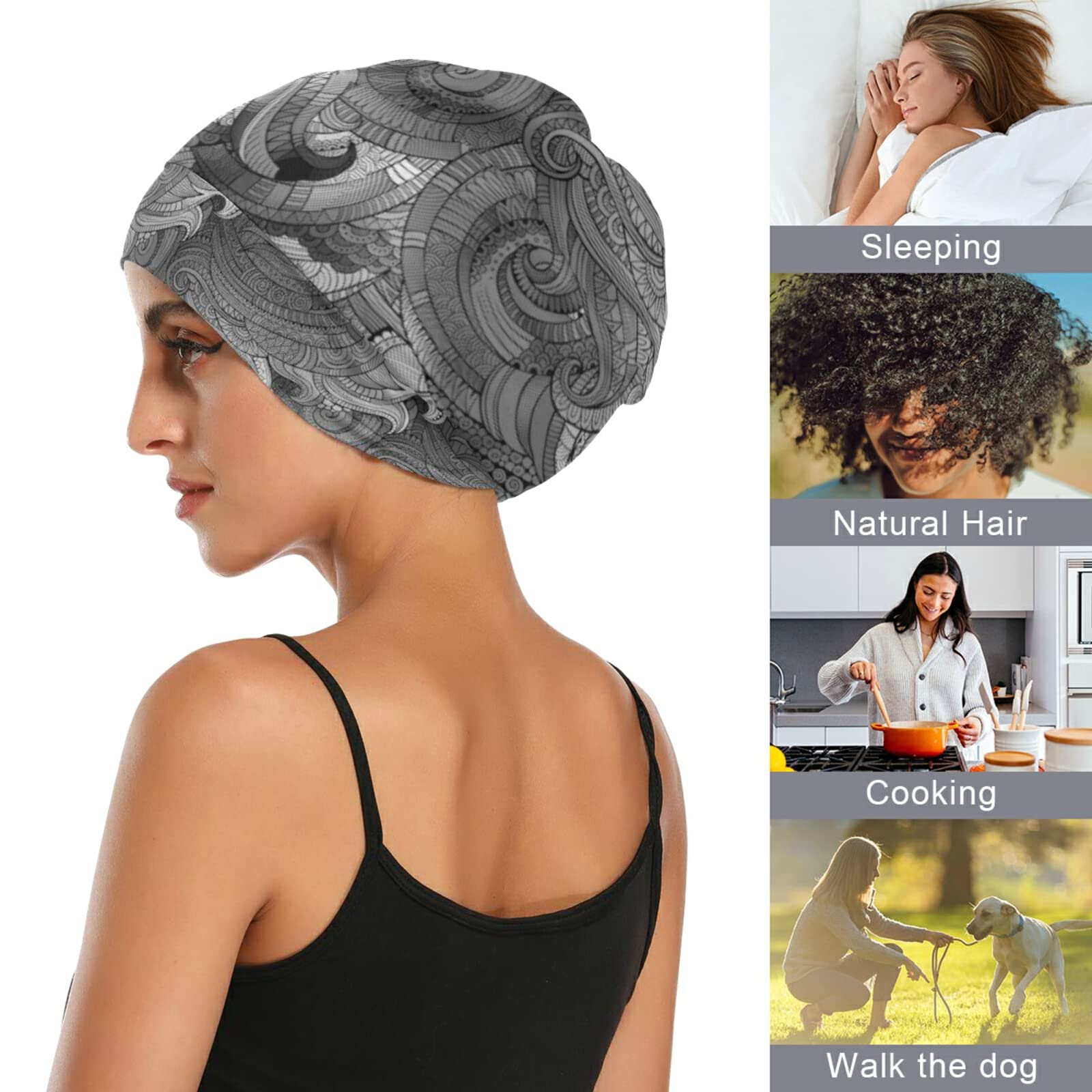 Slouchy Beanie Sleep Cap - Lightweight & Cozy Night Cap for Women & Men - Soft Head Cover for Sleeping, Travel & Cold Weather Comfort