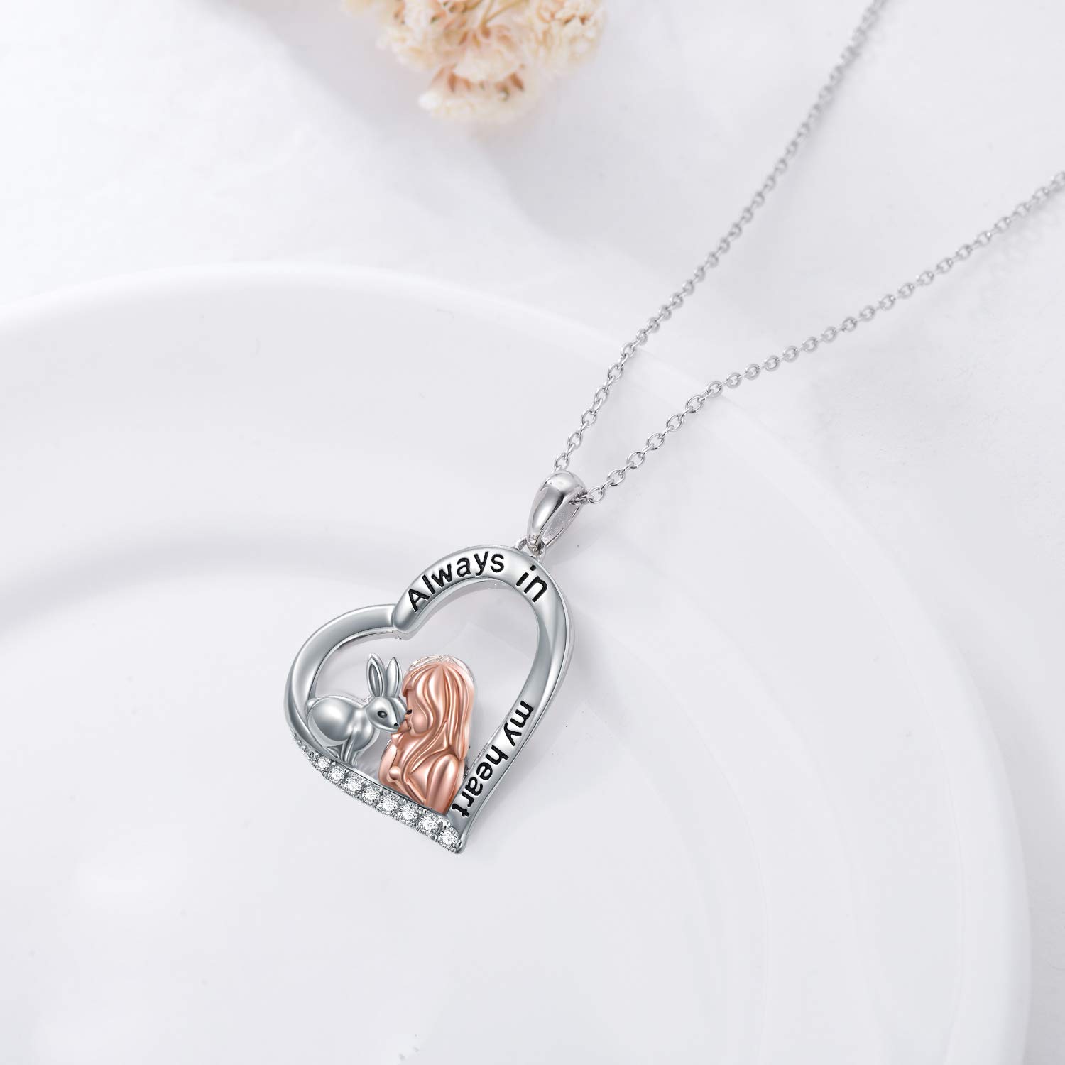 Sterling Silver Rabbit Heart Pendant Necklace - Cute Bunny Jewelry Gift for Women, Daughter, Girlfriend | Perfect for Valentine's Day, Birthday, Anniversary & Everyday Wear