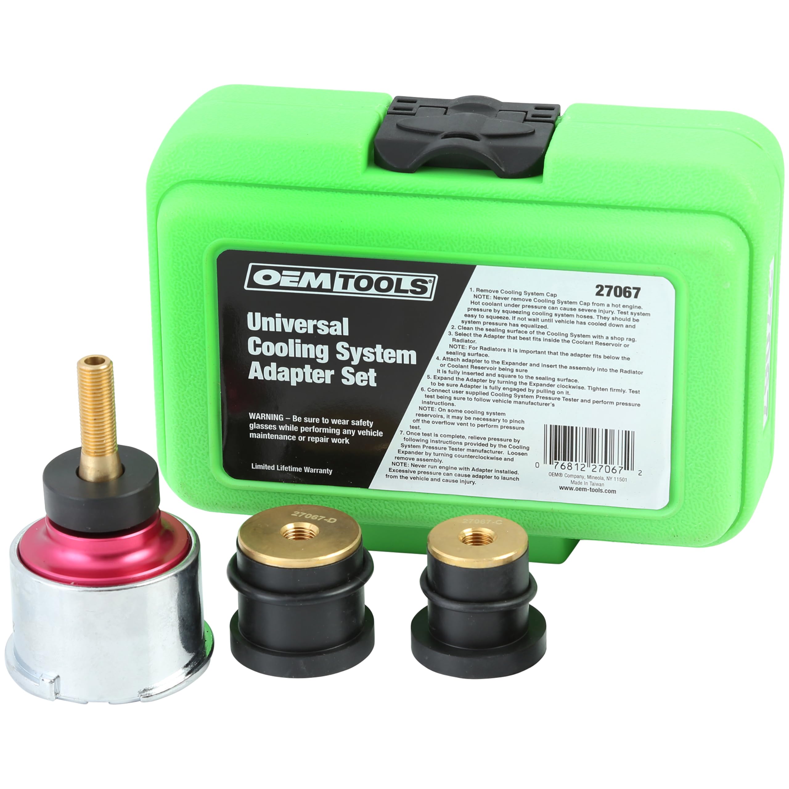 OEMTOOLS 27067 Universal Cooling System Adapter Set - Compatible with Auto Coolant Pressure Tester for Most Vehicles, Fits Plastic Reservoirs | Perfect for Automotive Repair Shops & DIY Car Maintenance