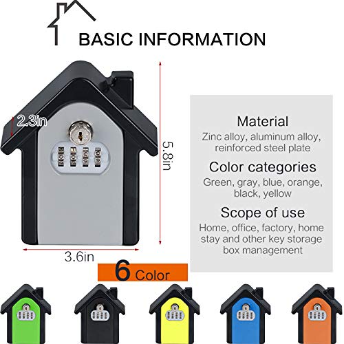Secure Wall Mount Key Storage Lock Box with Key & 4-Digit Password - Weatherproof Steel Key Safe for Home, Office, Vacation Rental (Grey) | Ideal for Outdoor Key Storage, Emergency Access & Property Management