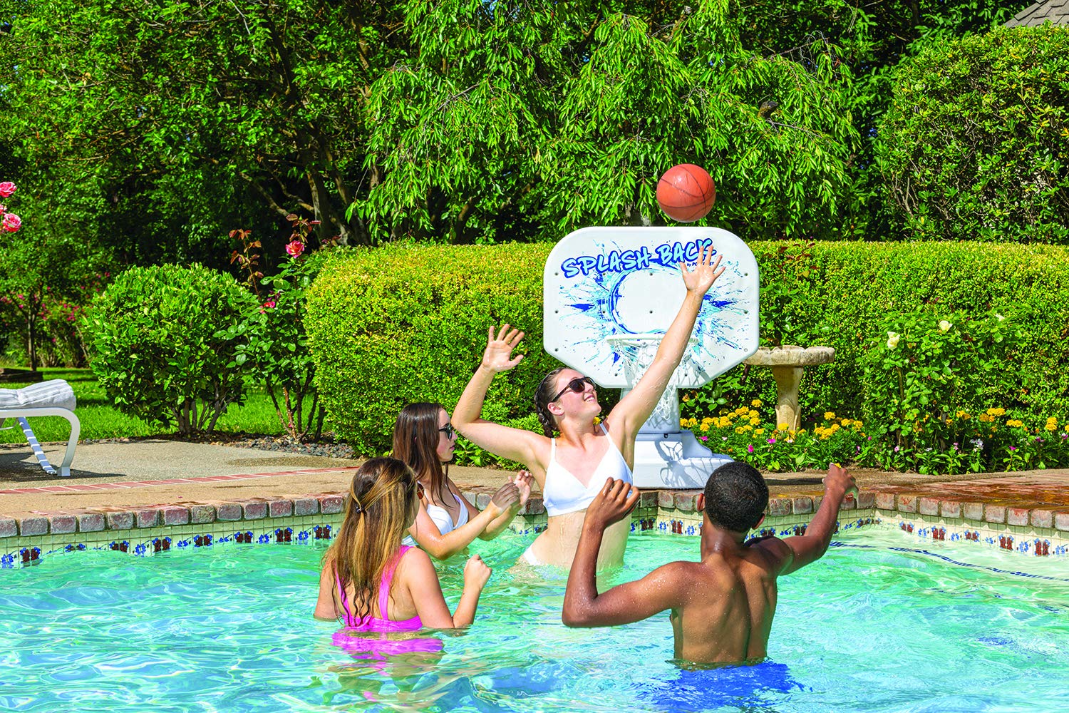 Poolmaster 72820 Splashback Poolside Basketball Game - Blue, 34W x 38D x 45H Inches - Fun Outdoor Water Activity for Kids & Adults, Perfect for Pool Parties & Backyard Games