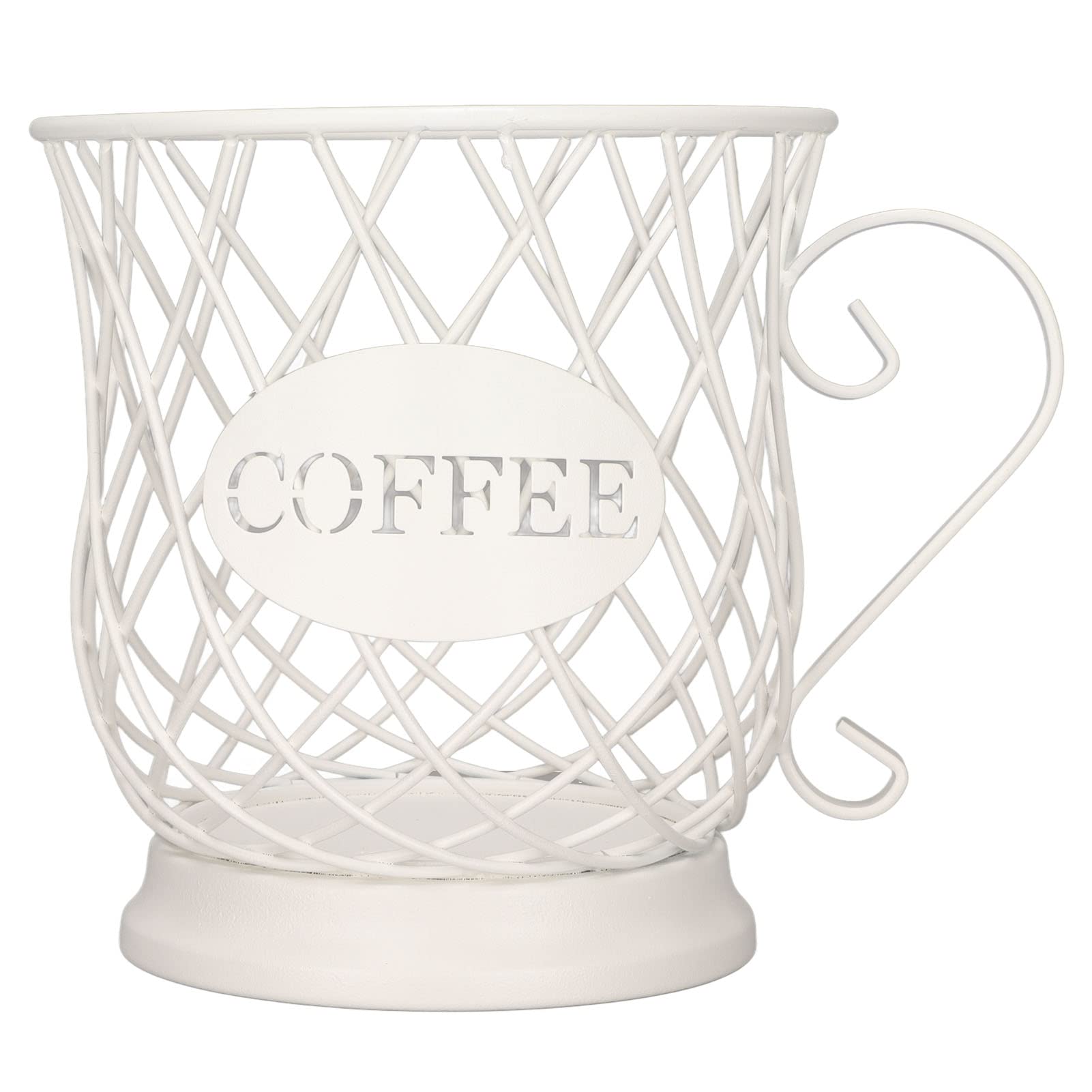 Ladieshow Iron Coffee Pod Holder - Large Capacity Organizer for Home & Coffee Bar (White) - Perfect for Kitchen Counter Storage