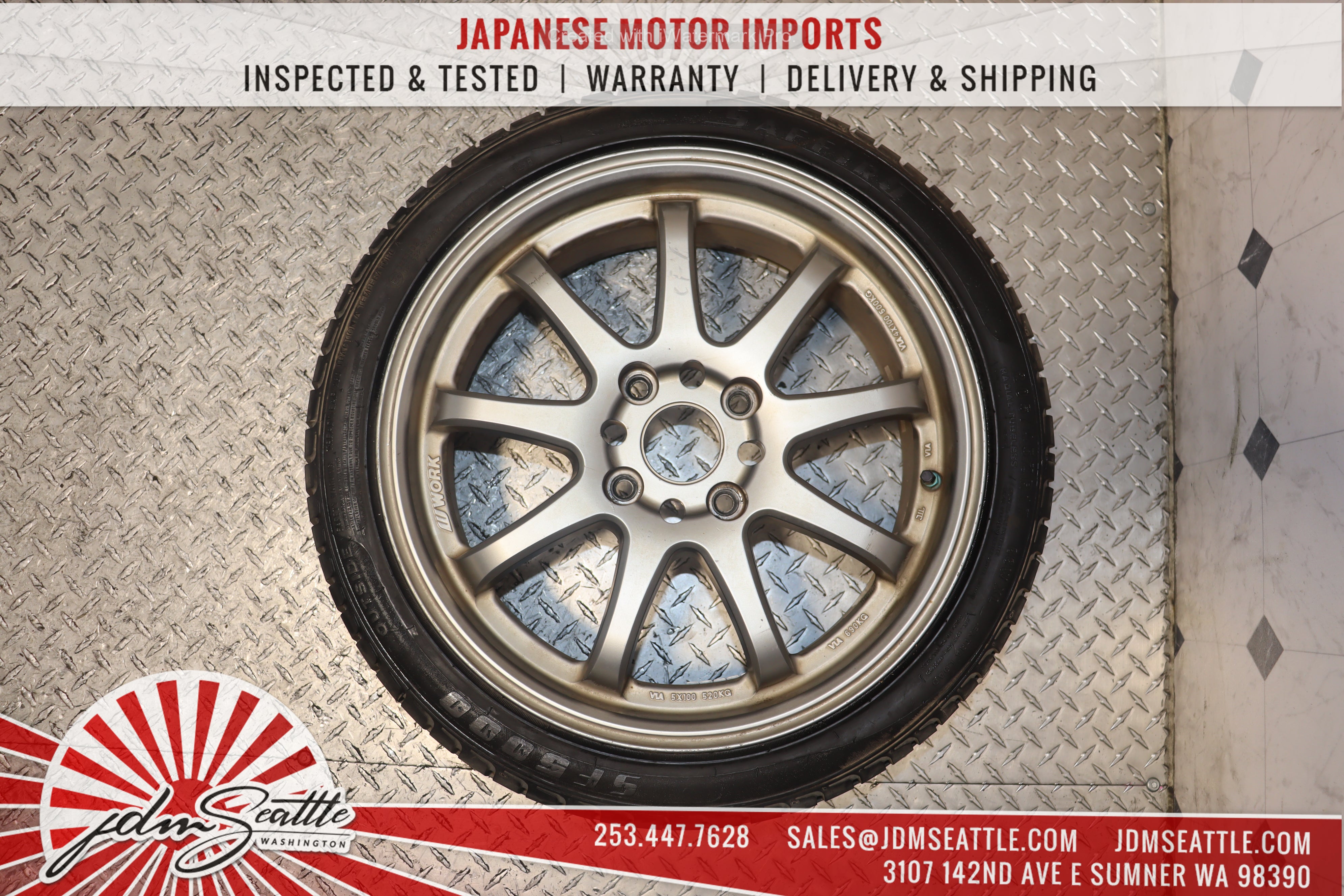 JDM WORK EMOTION XD9 Wheels 17x7 +53 4x114.3 - Set of 4 205/45ZR17 Performance Rims for Drifting, Track Racing & Street Tuning