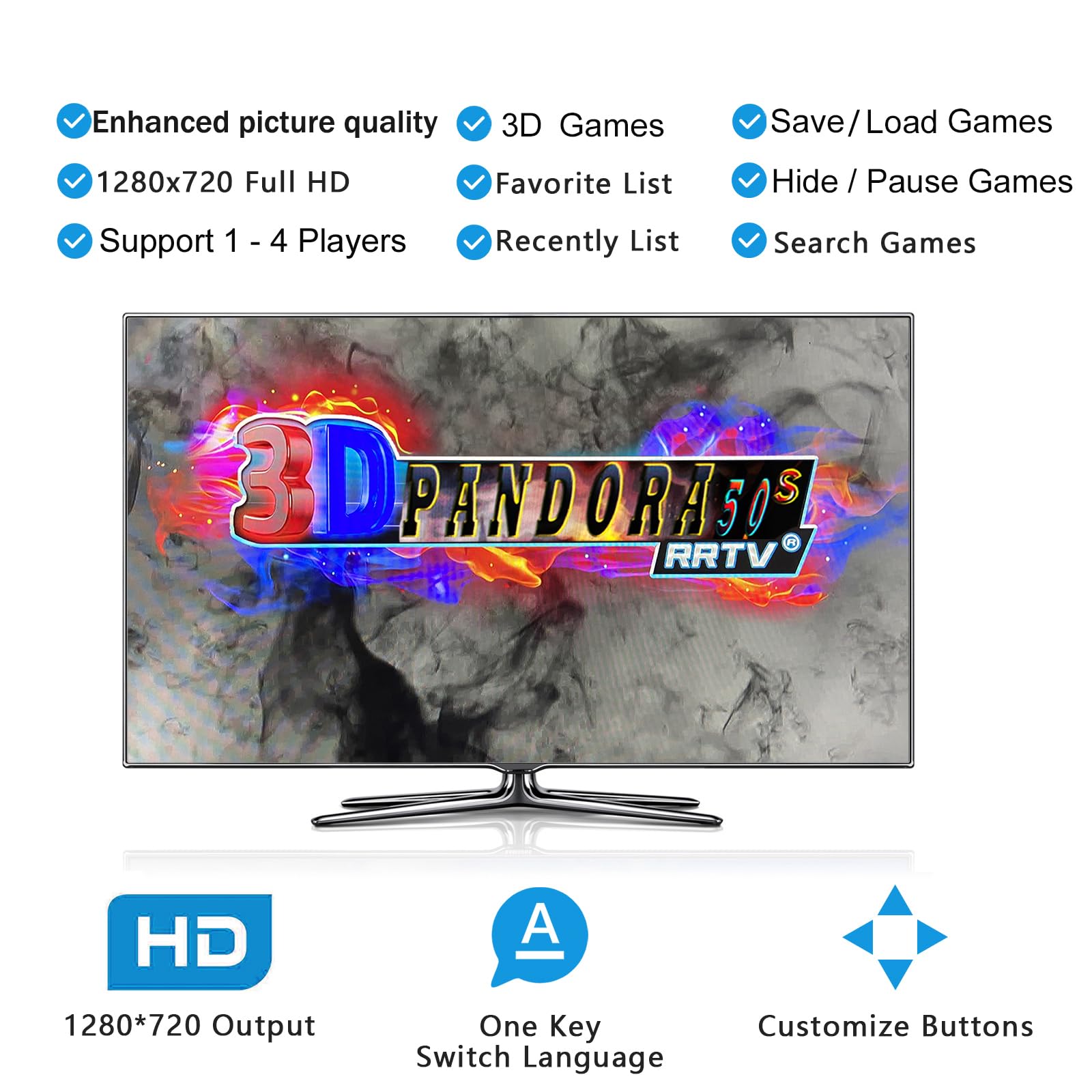 RegiisJoy 28000-in-1 Pandora's Box 50S Arcade Game Console - Retro Gaming Machine for PC, Projector & TV - 2-4 Player Multiplayer with 3D Games | Search, Save, Load & Pause Features | Perfect for Home Entertainment, Game Nights & Retro Gaming Enthusiasts