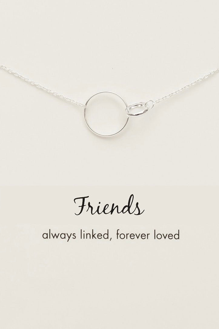 Friends Sterling Silver EOL Double Circle Necklace - Elegant Dainty Jewelry for Women, Perfect Gift for Best Friends, Anniversaries & Special Occasions
