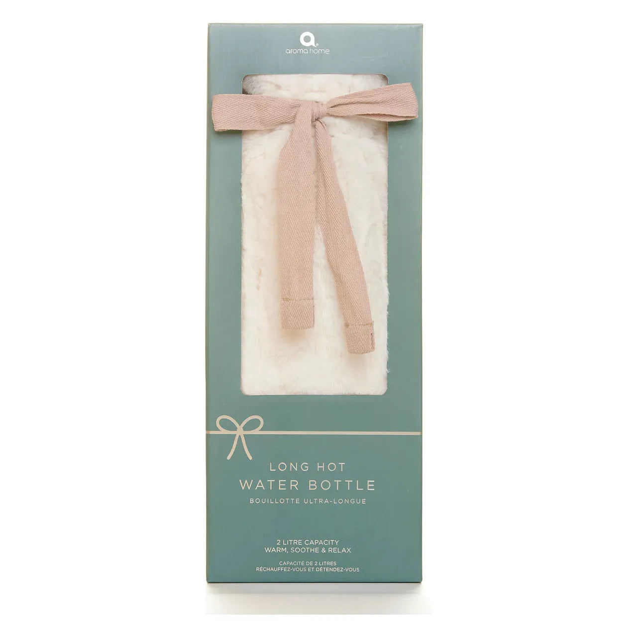 2L Long Hot Water Bottle with Soft Faux Fur Cover & Ribbon Tie - Perfect for Winter Warmth, Period Pain Relief & Cozy Nights
