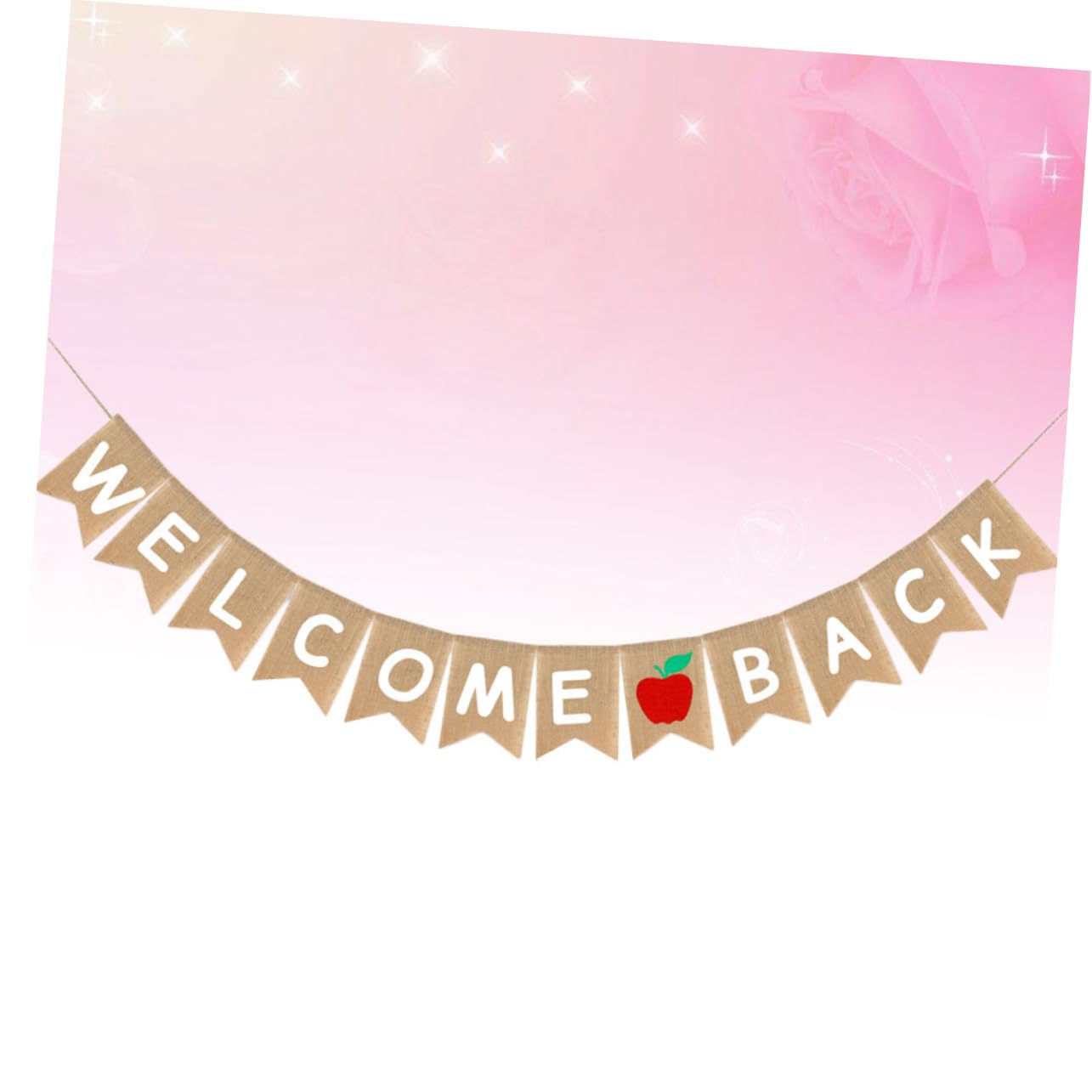 CAXUSD First Day of School Party Decorations - Welcome Back Bunting Banner & Burlap Pull Flag for Classroom, Bulletin Board, and Back to School Celebrations