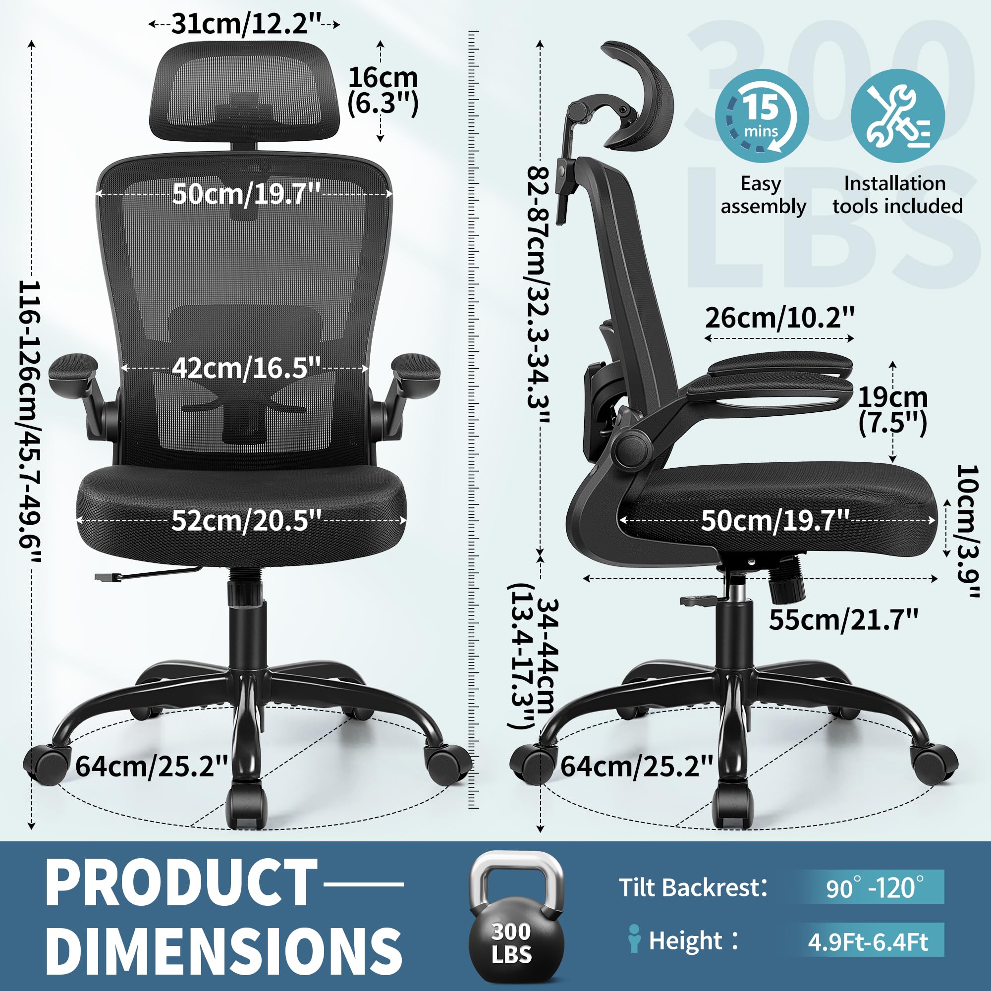 FelixKing Ergonomic Office Chair - Adjustable Lumbar Support & Headrest, High Back Swivel Task Chair with Armrests, Height Adjustable Computer Desk Chair for Home Office & Gaming (Black) - Perfect for Long Work Hours, Online Meetings, and Comfortable PC Gaming Sessions