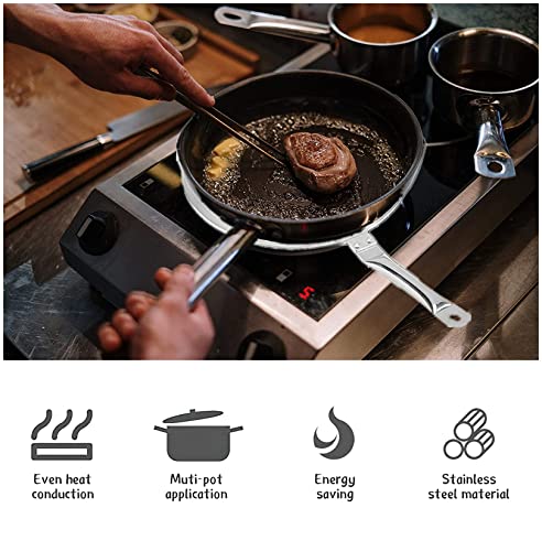 9.44 Inch Stainless Steel Heat Diffuser Plate for Gas, Electric & Induction Stoves - 24cm Induction Cooker Flame Guard with Handle - Perfect for Simmering, Melting Chocolate & Even Heat Distribution in Home Kitchen