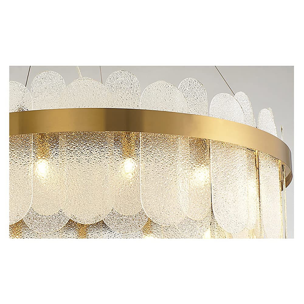 Modern Round Chandelier 9-Light - Contemporary Luxury Glass Pendant Ceiling Light 23.6 Inch - Gold Finish - Perfect for Living Room, Bedroom, Dining Room & Kitchen Island Lighting - Elegant Home Decor & Interior Design Accent
