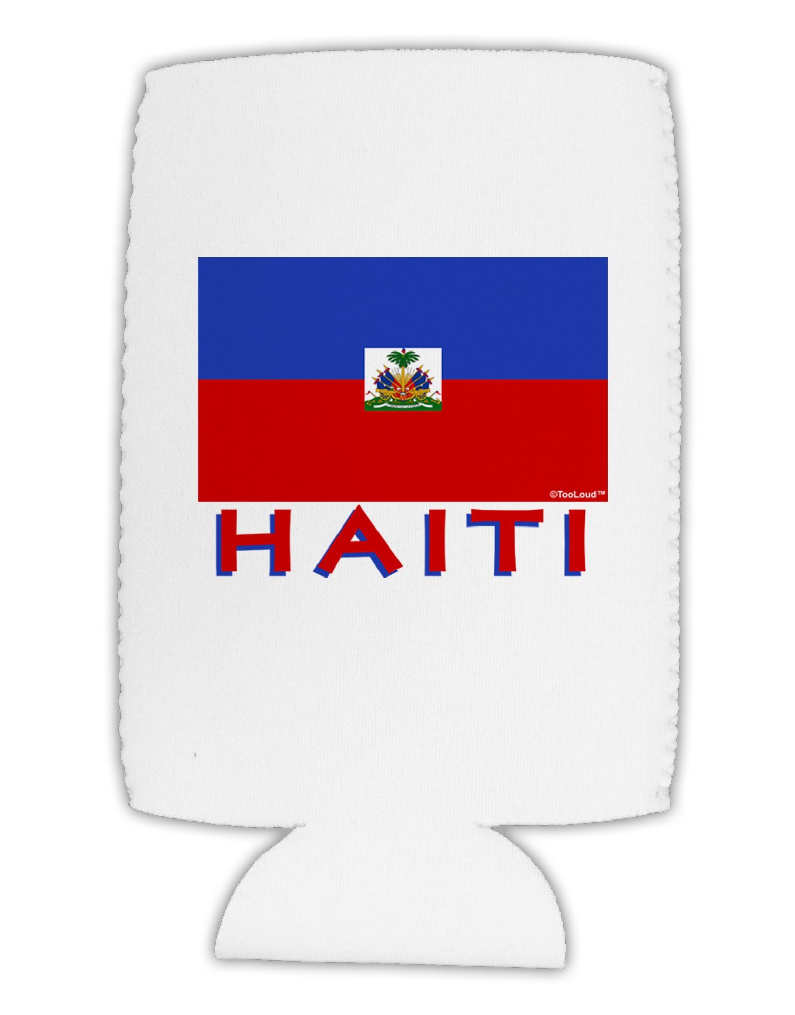 TooLoud Haiti Flag Collapsible Neoprene Tall Can Insulator - 12oz Beer & Soda Cooler for Camping, Tailgating & Beach Parties - Patriotic Haitian Design
