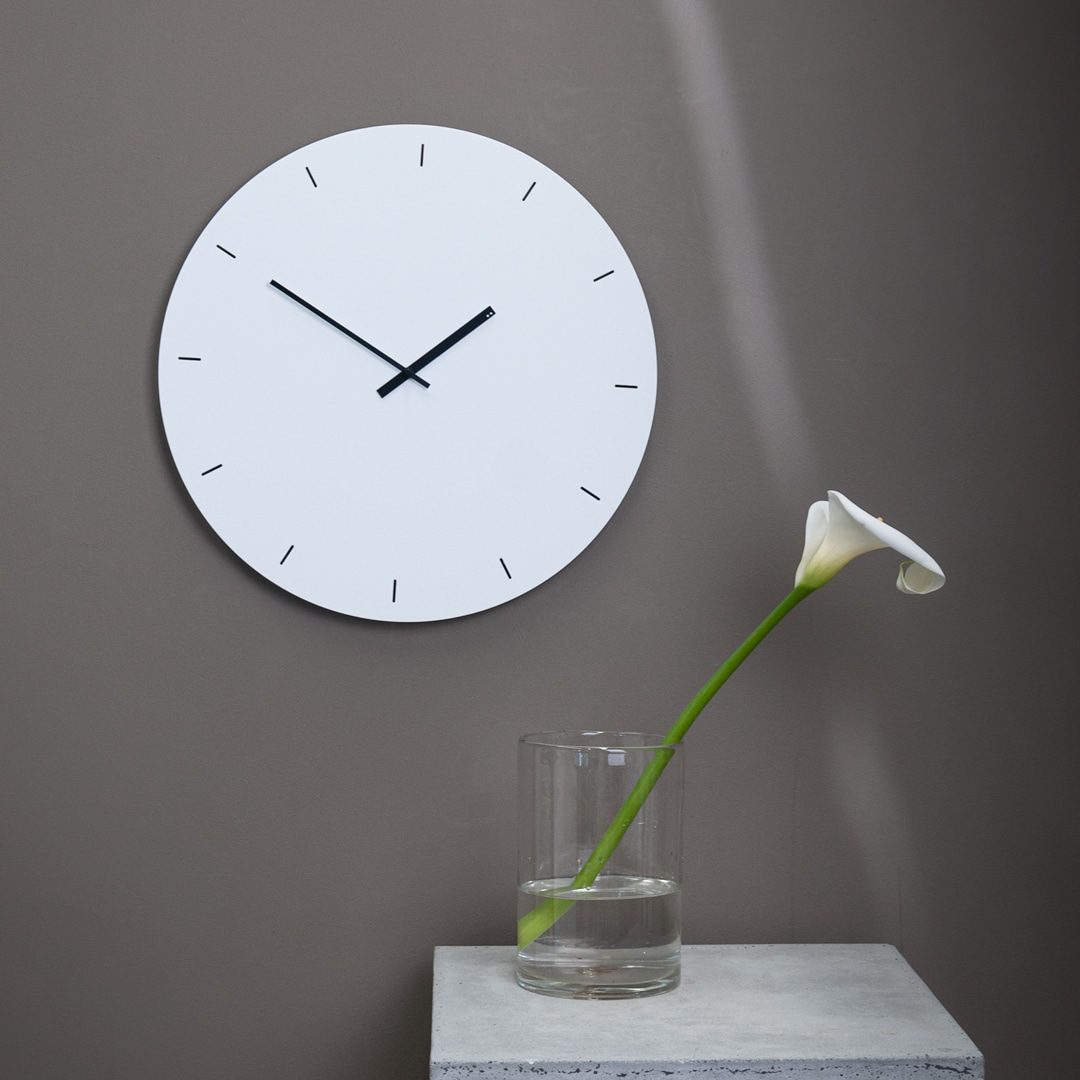 TOO DESIGNS Minimalist White Wall Clock 49cm - Modern Scandinavian Home Decor for Living Room, Bedroom & Office