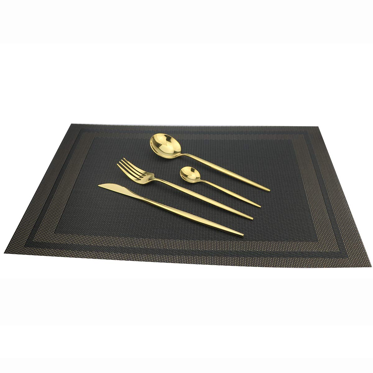 Premium Gugrida 24-Piece Silverware Set - 18/10 Stainless Steel Flatware Set with Mirror Polish (6 Forks, 6 Spoons, 6 Knives, 6 Teaspoons) - Durable Reusable Cutlery for Restaurants, Dinner Parties & Everyday Dining - Elegant Gold-Toned Utensils for Home & Hospitality Use