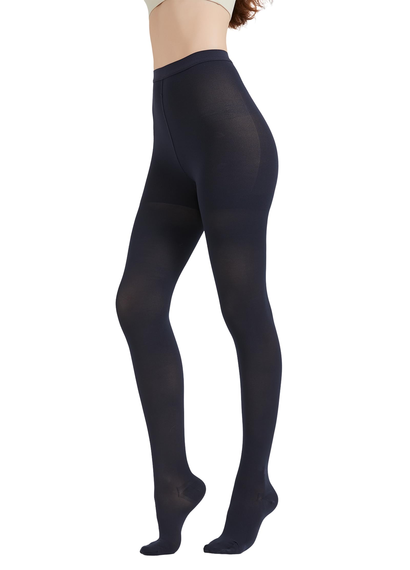 MGANG Medical Compression Pantyhose for Women & Men - 15-20 mmHg Firm Support Closed Toe Opaque Waist High Leggings - Varicose Veins & Edema Relief - Navy Blue XXL - Perfect for Travel, Nursing & Daily Comfort