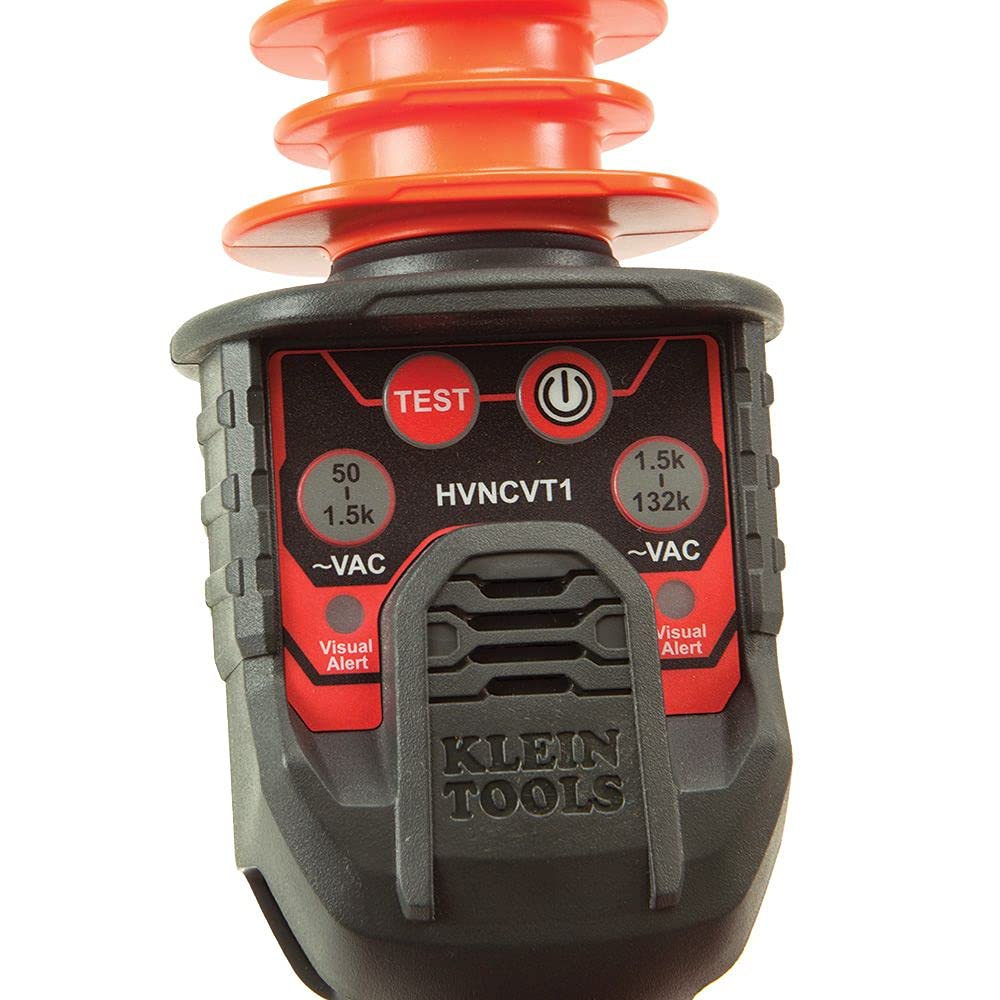 Klein Tools HVNCVT-1 Dual-Range Non-Contact Voltage Tester with Audio/Visual Alerts - Water Resistant High Voltage Detector with Carrying Case & Battery - Ideal for Electricians, HVAC Technicians & Home Safety Checks