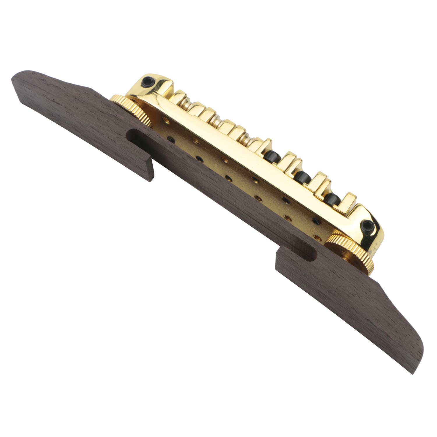 Golden Electric Guitar Bridge Roller Saddles - Rosewood Replacement Bridge for Fender Stratocaster & Telecaster - Perfect for Guitar Upgrades, Repairs & Smooth String Action Adjustment