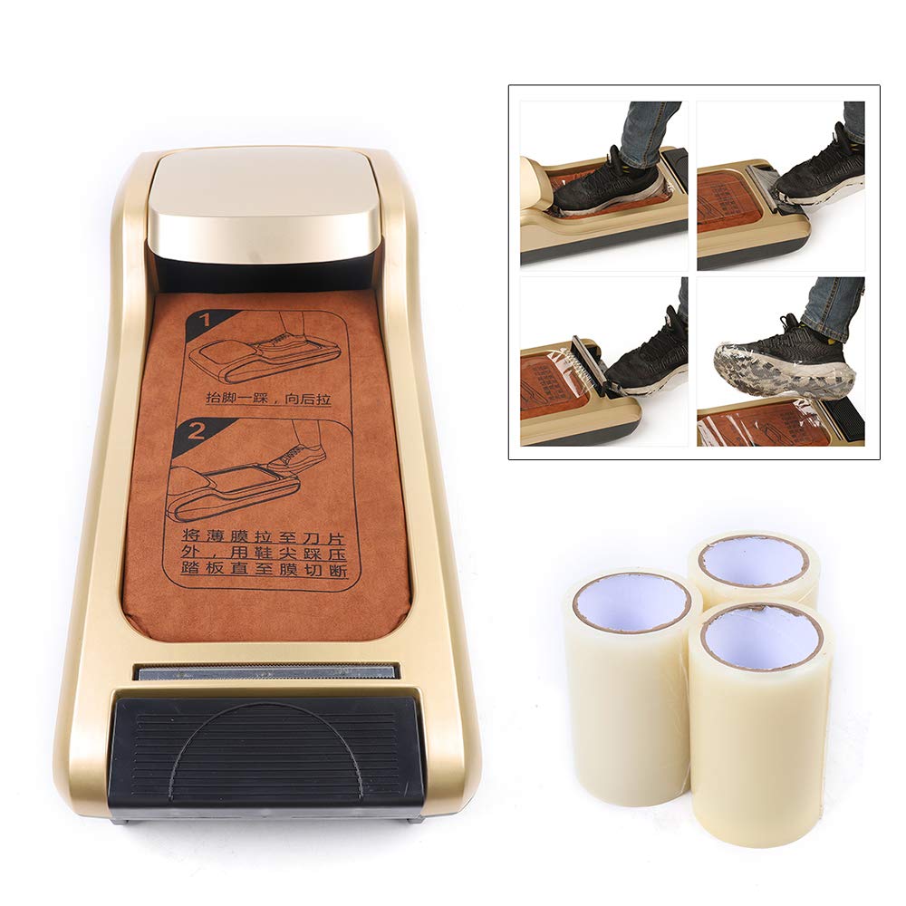 Automatic Shoe Cover Dispenser Machine with 200 Disposable Shoe Covers - Gold | Sanitary Footwear Protection for Hospitals, Clinics, Home & Office Use
