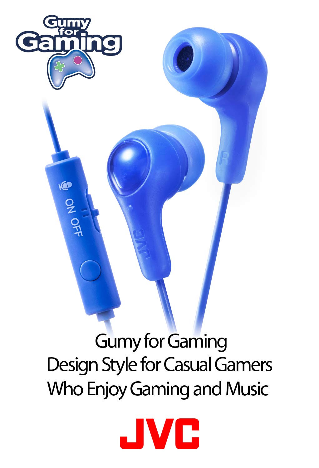 JVC Gumy Gamer In-Ear Headphones with Mic - Noise Isolating Earbuds with Remote & Mute Switch for Gaming, Chatting & Music | Powerful Bass, Comfortable Secure Fit (S/M/L Silicone Tips) - HAFX7GW White | Perfect for PC Gaming, Mobile Gaming & Online Meetings