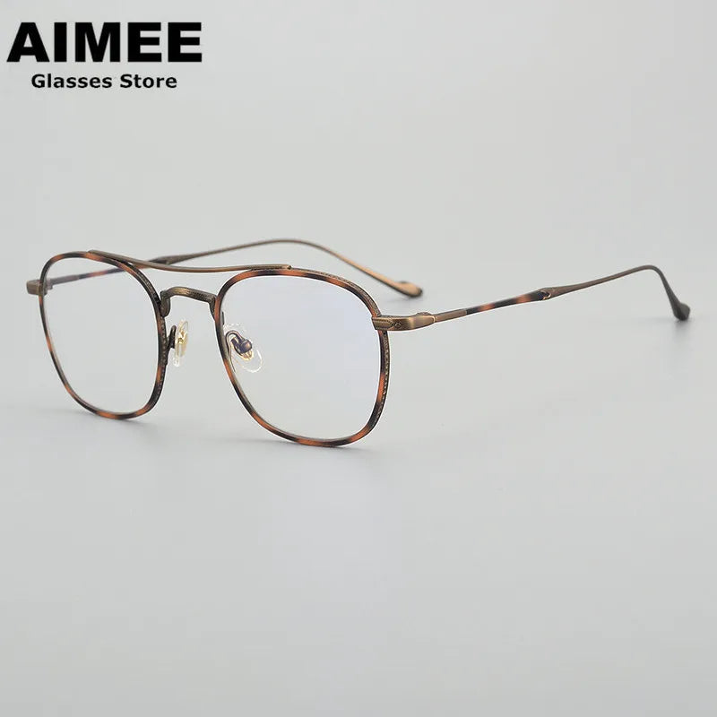 Aimee Unisex Full Rim Square Double Bridge Titanium Eyeglasses 5925 - Lightweight Durable Frame for Men & Women - Perfect for Reading, Working & Fashion Accessories
