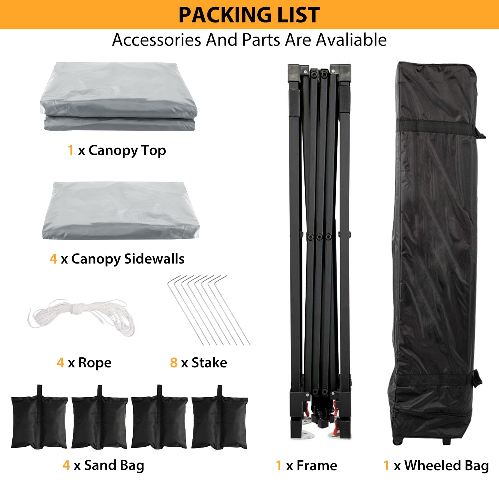 10x10FT Grey Pop-Up Canopy Tent - Waterproof & Portable Outdoor Sun Shelter with 210D Silver-Coated Oxford Fabric (2.7M Height) - Perfect for Camping, Picnics, Beach Parties, Backyard Events, and Patio Shade