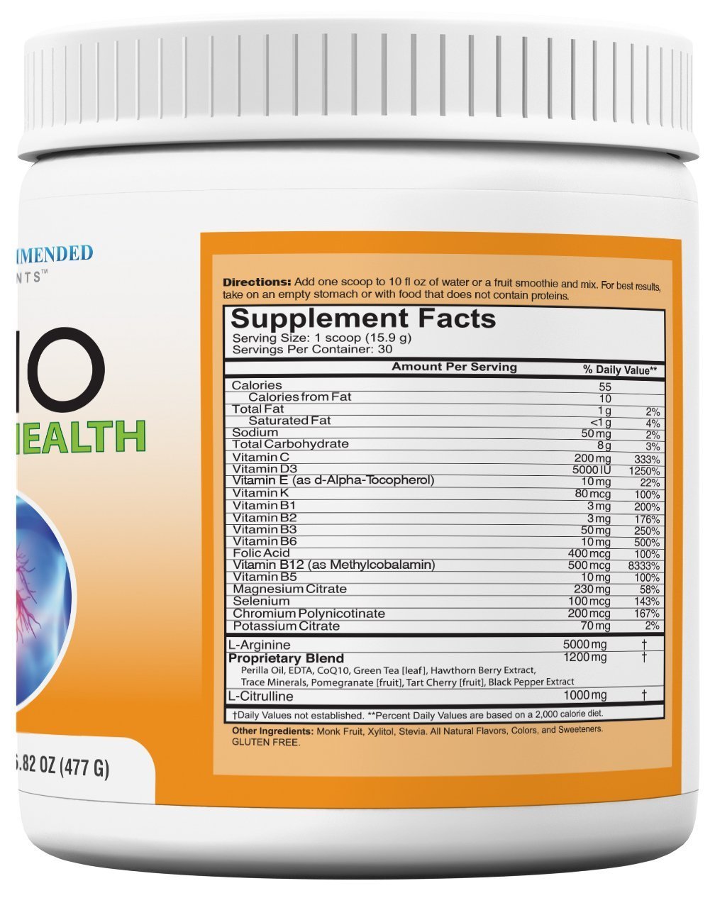 Doctor Recommended Heart Health Supplement Powder - 5000mg L-Arginine & 1000mg L-Citrulline for Cardiovascular Support (Pack of 3, 16.82oz-50.46oz) | Supports Blood Flow, Exercise Performance & Overall Wellness
