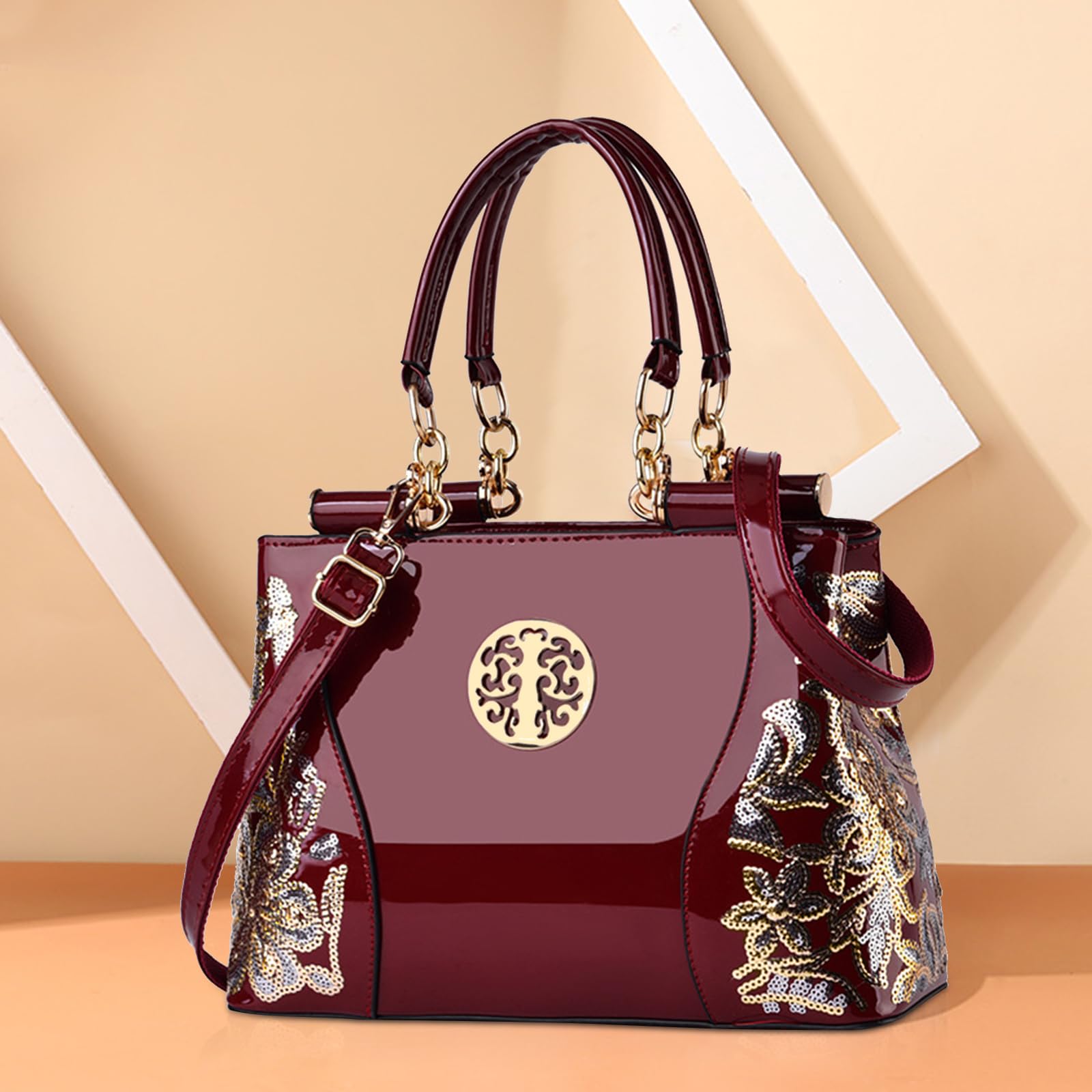 NICOLE & DORIS Women's Patent Leather Handbags - Stylish Hobo Bag, Tote & Shoulder Bag with Crossbody Strap - Perfect for Work, Wedding & Evening Events