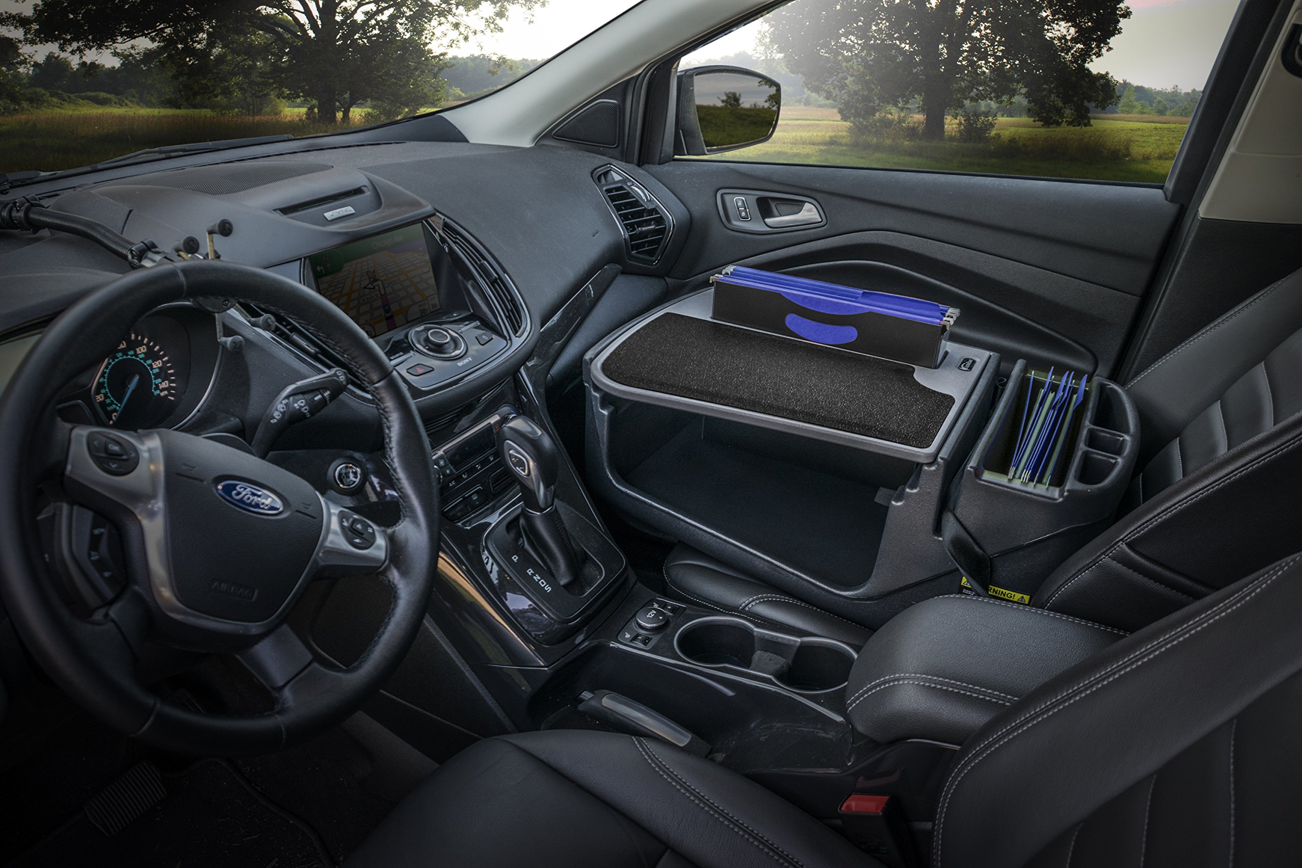 AutoExec AUE20000 Efficiency FileMaster Car Desk - Portable Grey Office Organizer for Vehicles | Perfect for Truckers, Sales Reps & Mobile Professionals