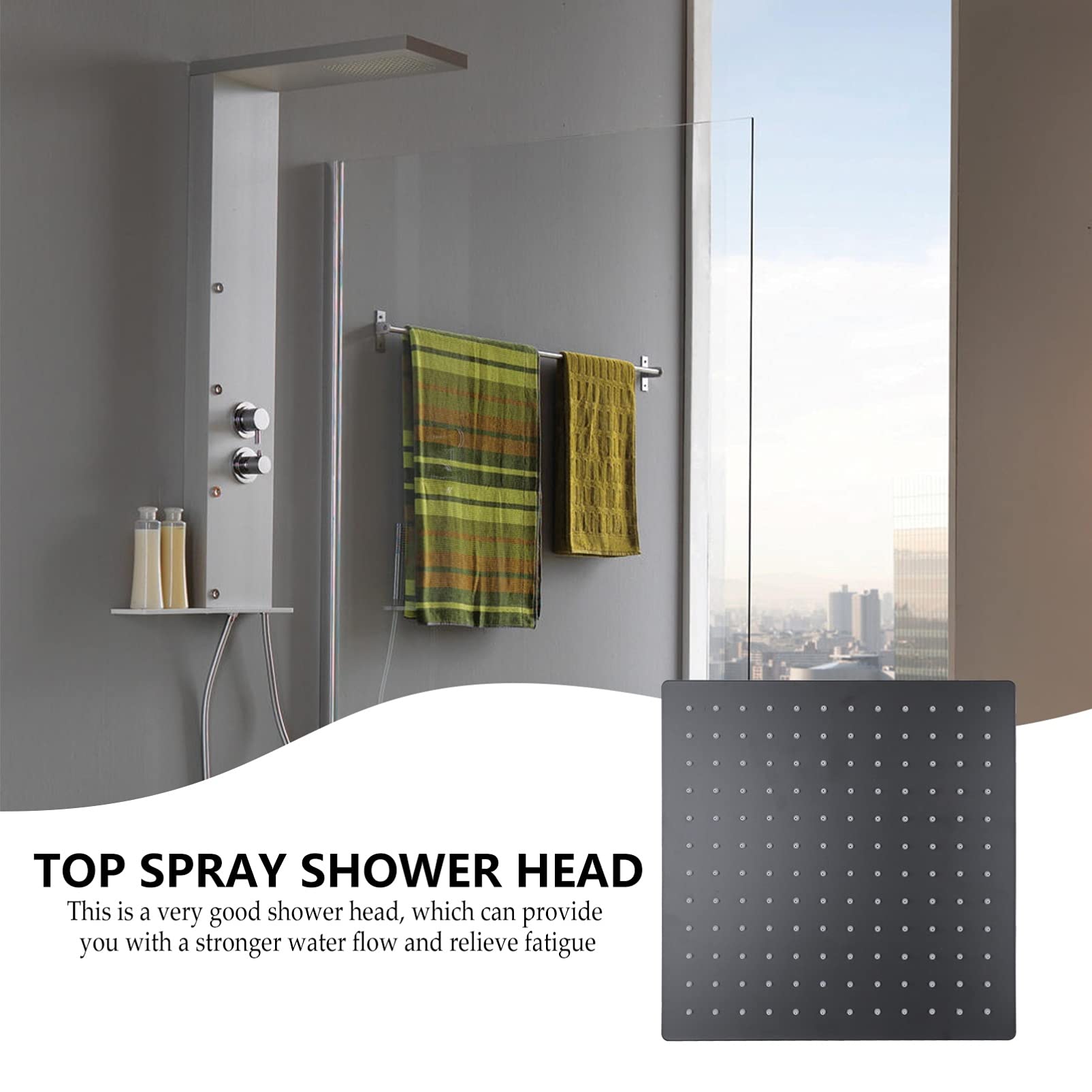 1PC High Pressure Rainfall Shower Head with 6 Spray Modes - Adjustable Bathroom Shower Nozzle for Relaxing Spa Experience - Perfect for Master Bath, Guest Bath & RV Showers