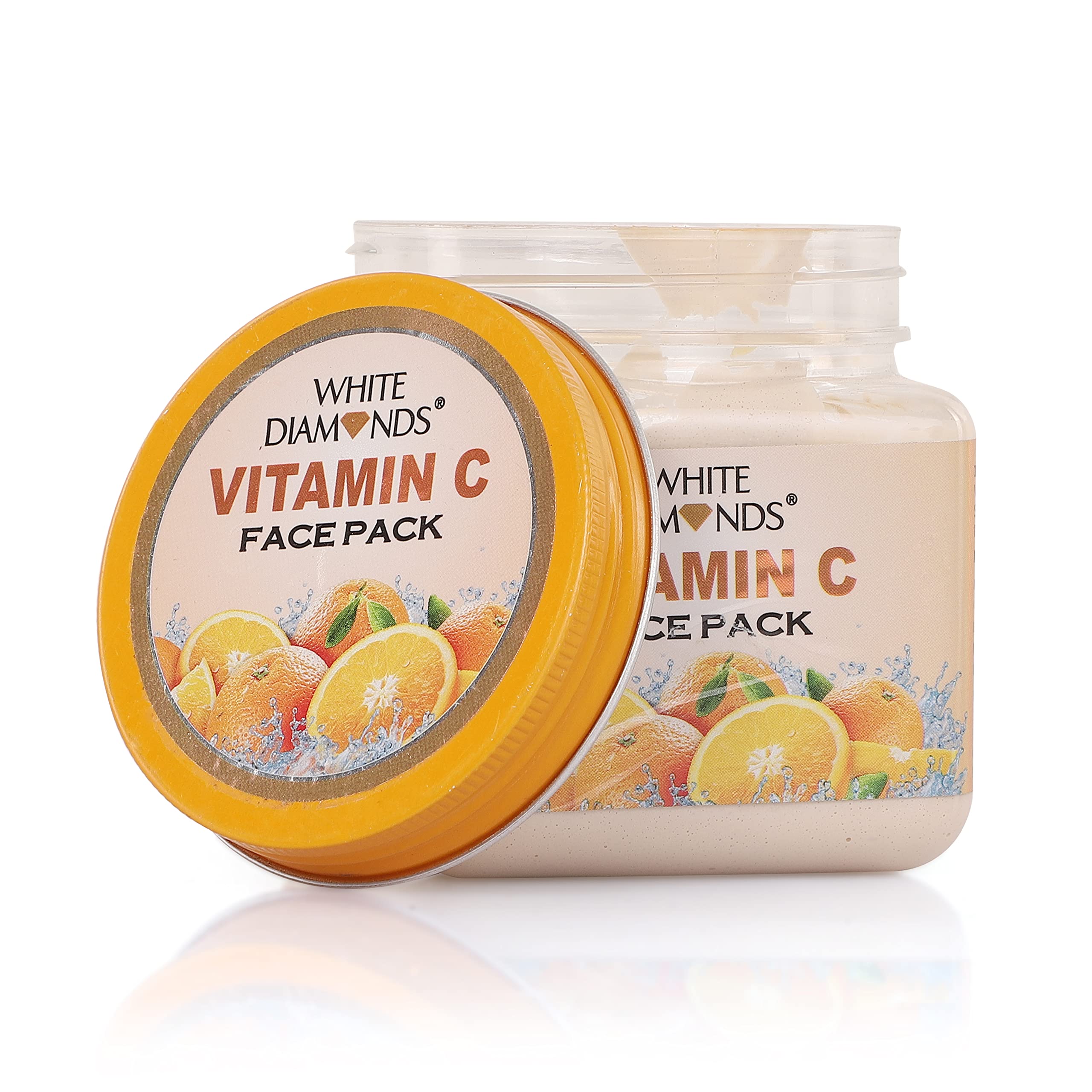 WHITE DIAMONDS Vitamin C Face Pack for Glowing Skin | Natural Ingredients for Oily & Dry Skin | Unisex Facial Treatment (380 ml) | Perfect for Daily Skincare Routine & Spa Days