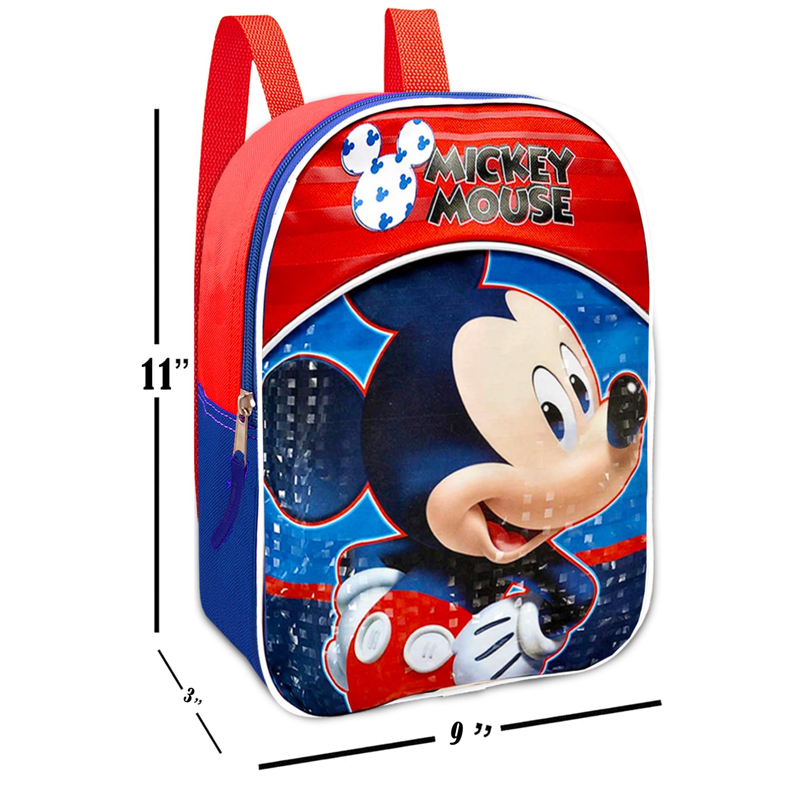 Mickey Mouse Mini Backpack for Toddler Boys & Girls - Cute Disney Preschool Backpack Set with 11
