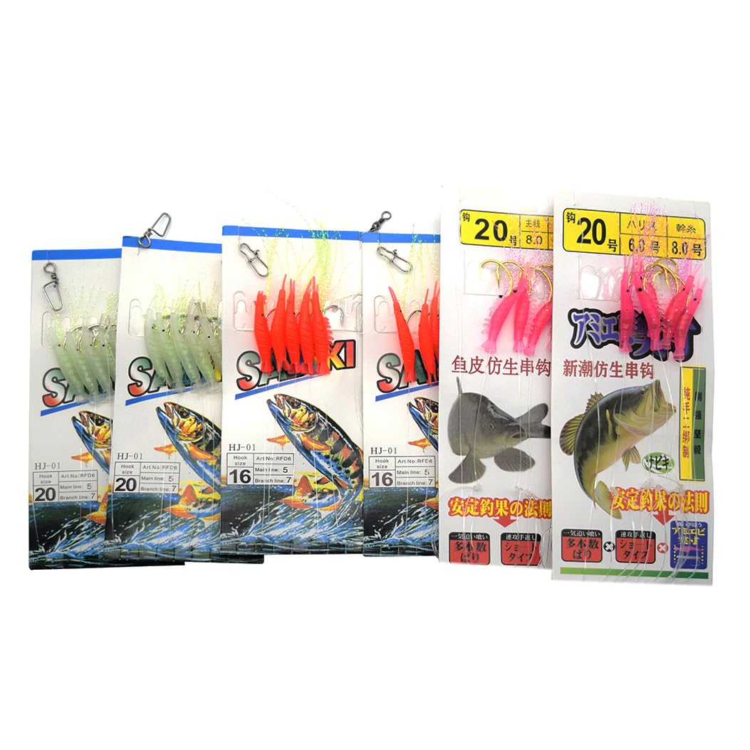 Glow in the Dark Sabiki Rigs Fishing Lures with High Carbon Steel Hooks - Saltwater & Freshwater Bait Rigs for Night Fishing, Pier Fishing, and Surf Casting