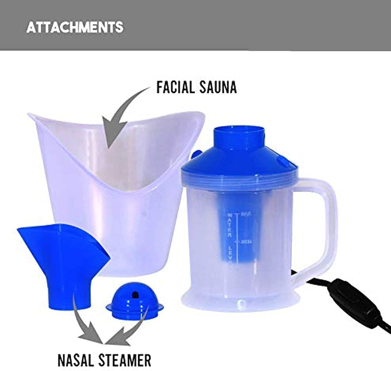 ShopiBuy 3-in-1 Face, Nose & Cough Steamer - Plastic Steam Vaporizer with Nozzle Inhaler, Facial Sauna & Steamer Machine for Adults & Kids - Relieves Congestion & Hydrates Skin at Home or Travel