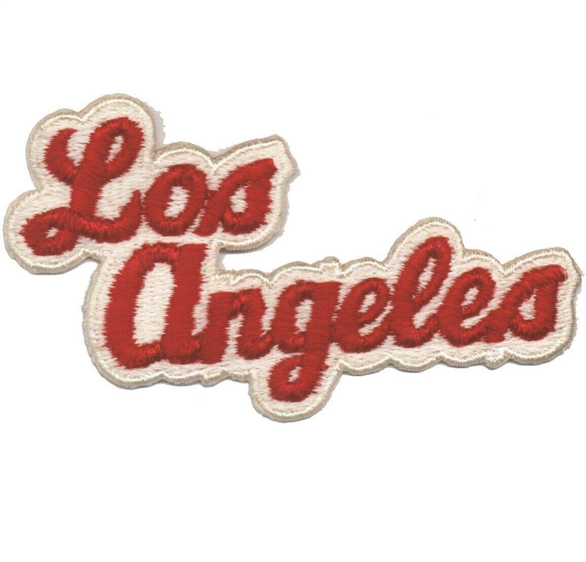Los Angeles California Iron On Patch - Red and White Embroidered Script for Jackets, Hats & Backpacks | Perfect for DIY Customization & Gifts