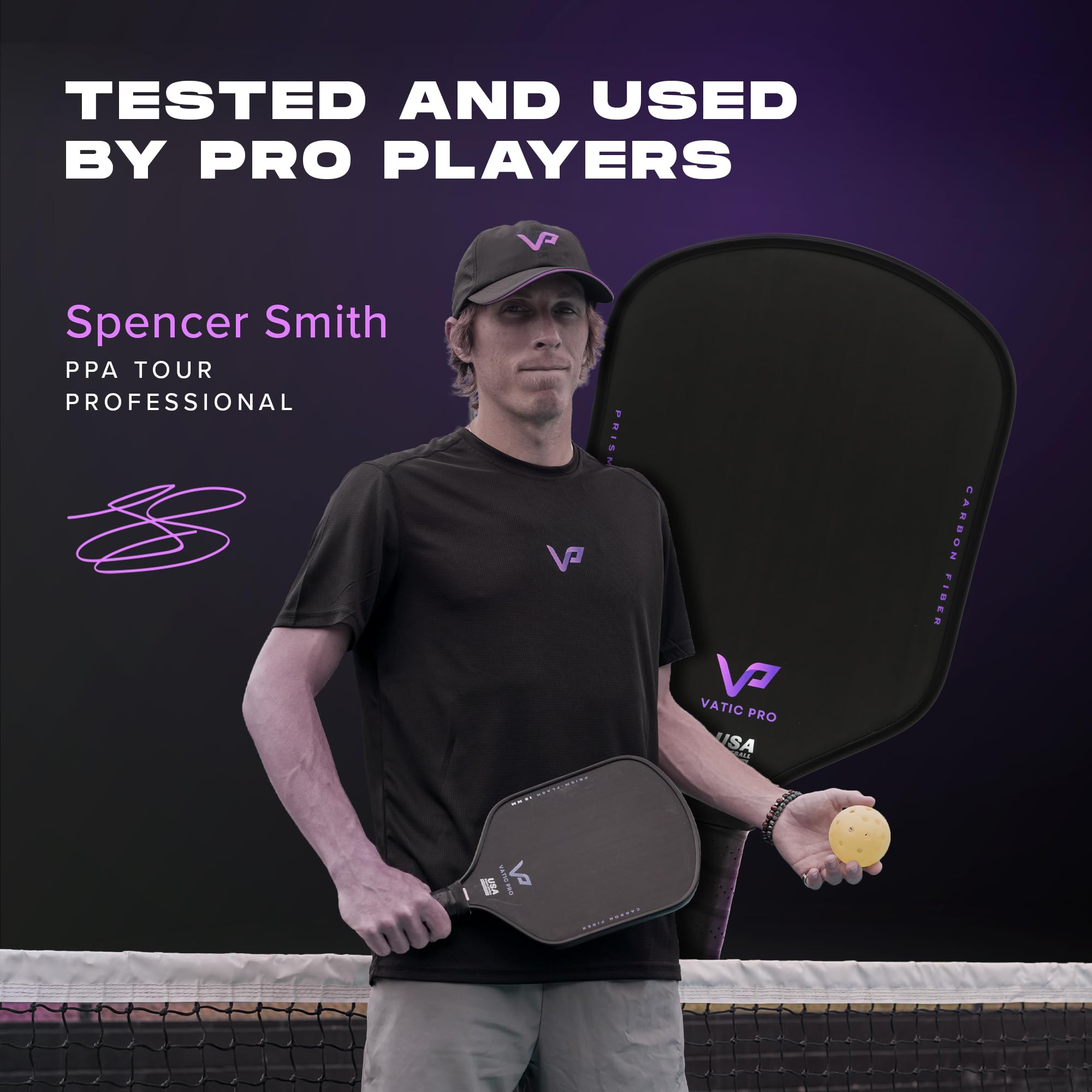 Vatic Pro Prism Carbon Fiber 16mm Pickleball Paddle - Lightweight Foam Injected Walls for Power & Control - Includes Paddle Cover - Perfect for Tournament Play & Outdoor Games