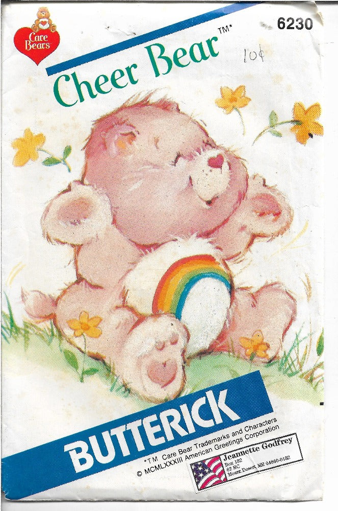 Vintage Butterick 6230 Cheer Care Bear Sewing Pattern - 1980s Retro Craft DIY Costume & Plushie Making - Perfect for Halloween, Cosplay, and Nostalgic Gift Projects