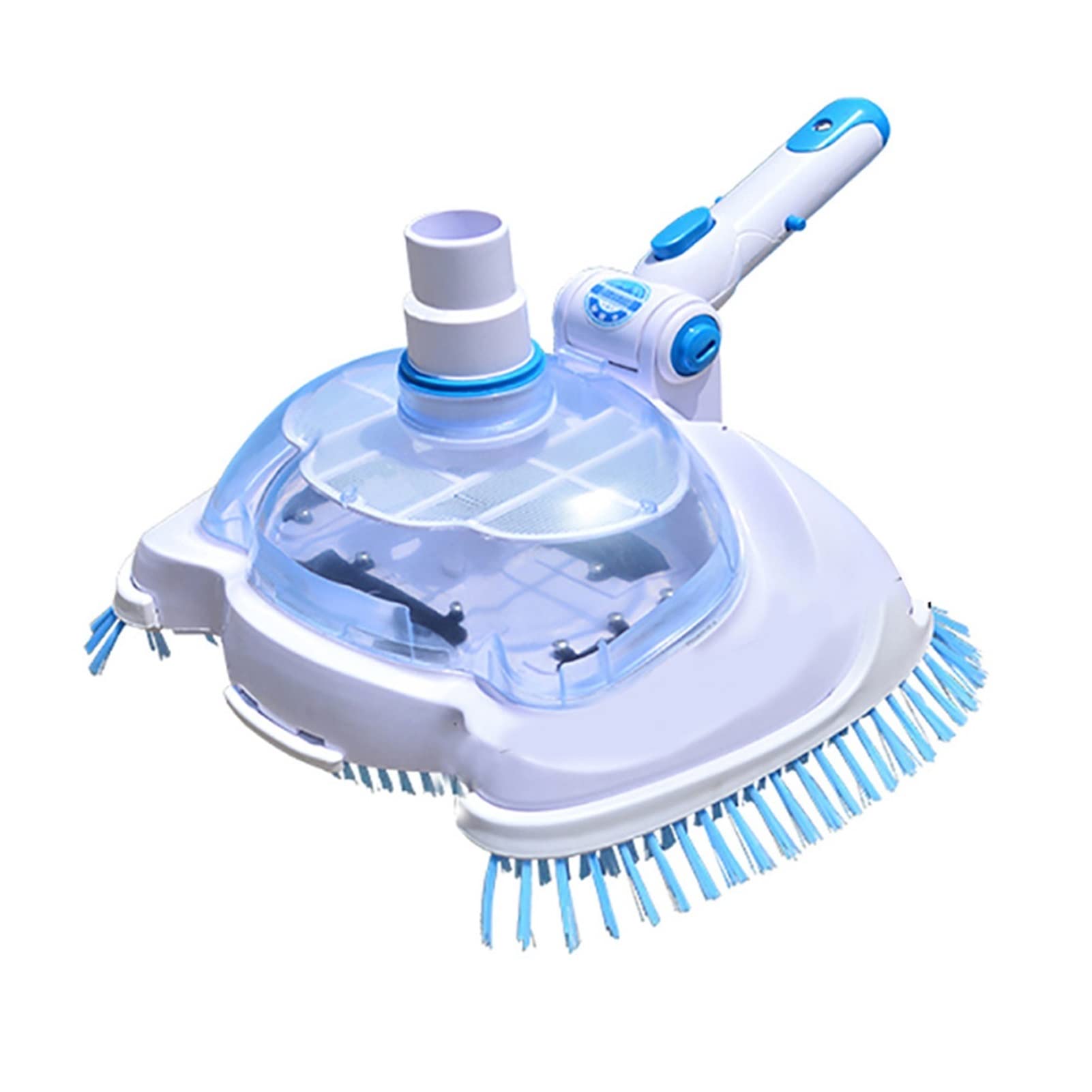 Adjustable Angle Portable Pool Vacuum Cleaner Head - White & Blue Swimming Pool Suction Cleaner for Pools, Hot Tubs, Spas & Aquariums | Handheld Pond Cleaning Tool for Easy Maintenance & Quick Debris Removal
