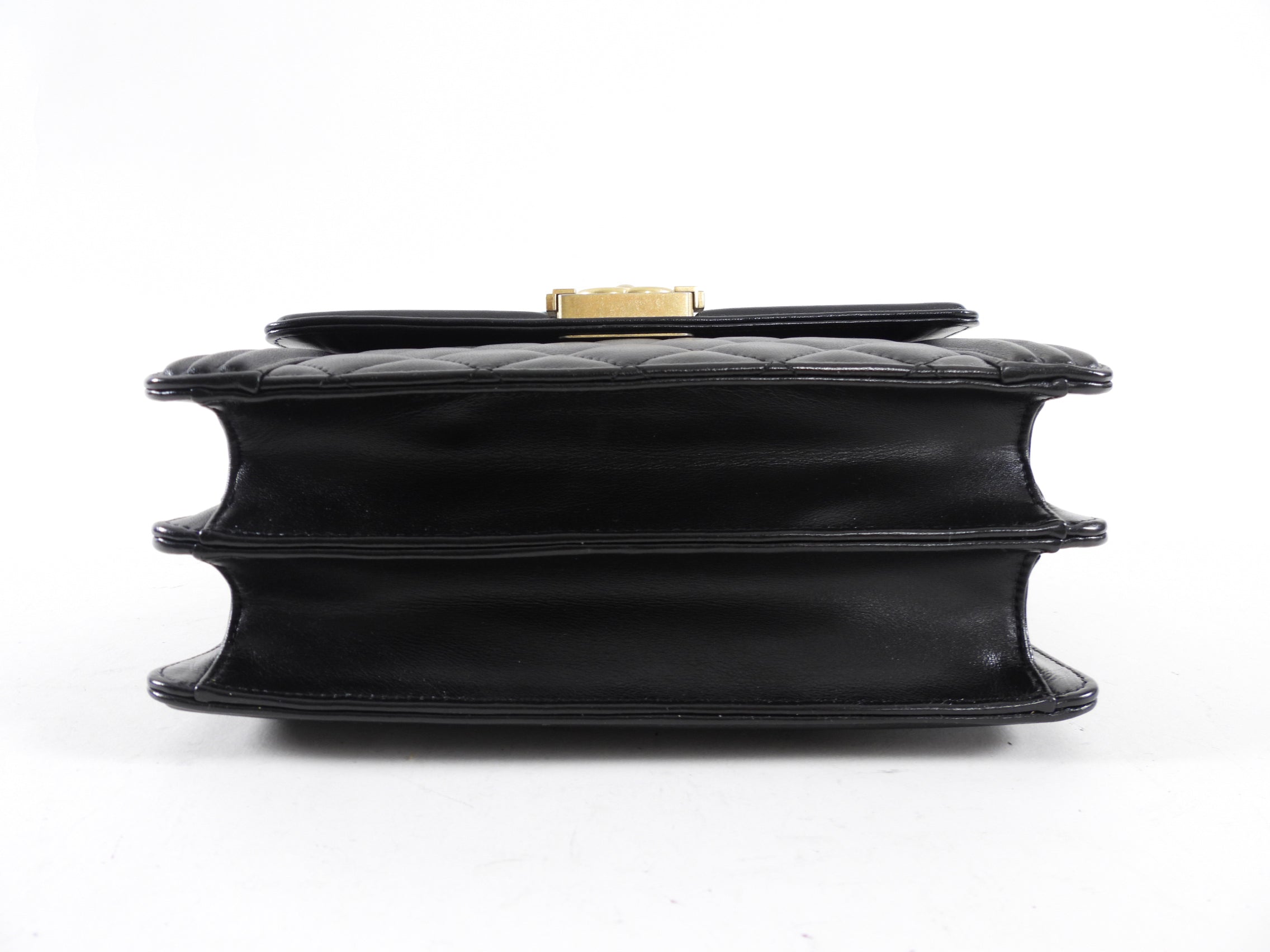 Chanel Black Leather Boy North South Vertical Bag - Luxury Handbag for Women, Perfect for Work, Evening & Travel