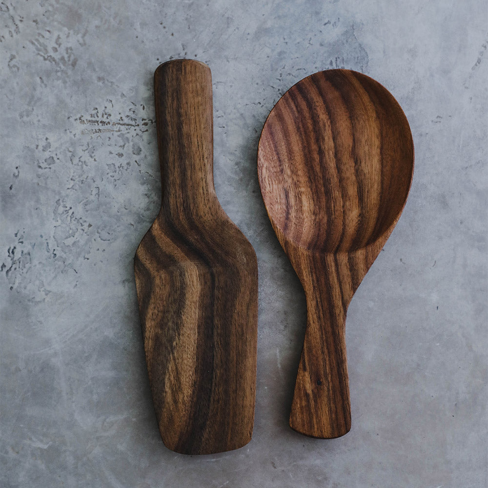 Premium Acacia Wood Rice Scoop - Natural Wooden Spoon for Cooking, Serving & Measuring Rice - Perfect for Kitchen, Dining & Food Presentation