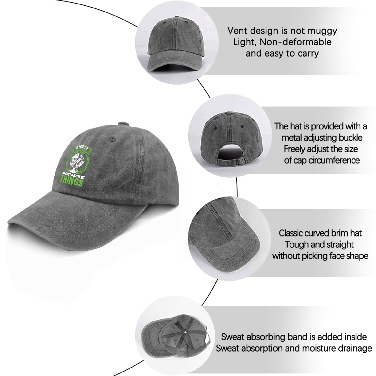 Funny Golf Dad Hat - 'That's What I Do I Play Golf & I Know Things' Baseball Cap for Men & Women | Perfect Golf Course & Casual Wear Accessory